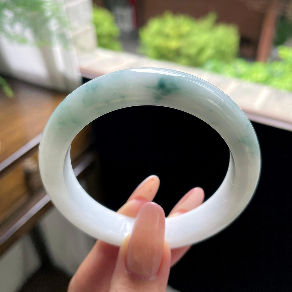 细糯种牛奶底飘花正圈平安镯 56圈（yc709468）