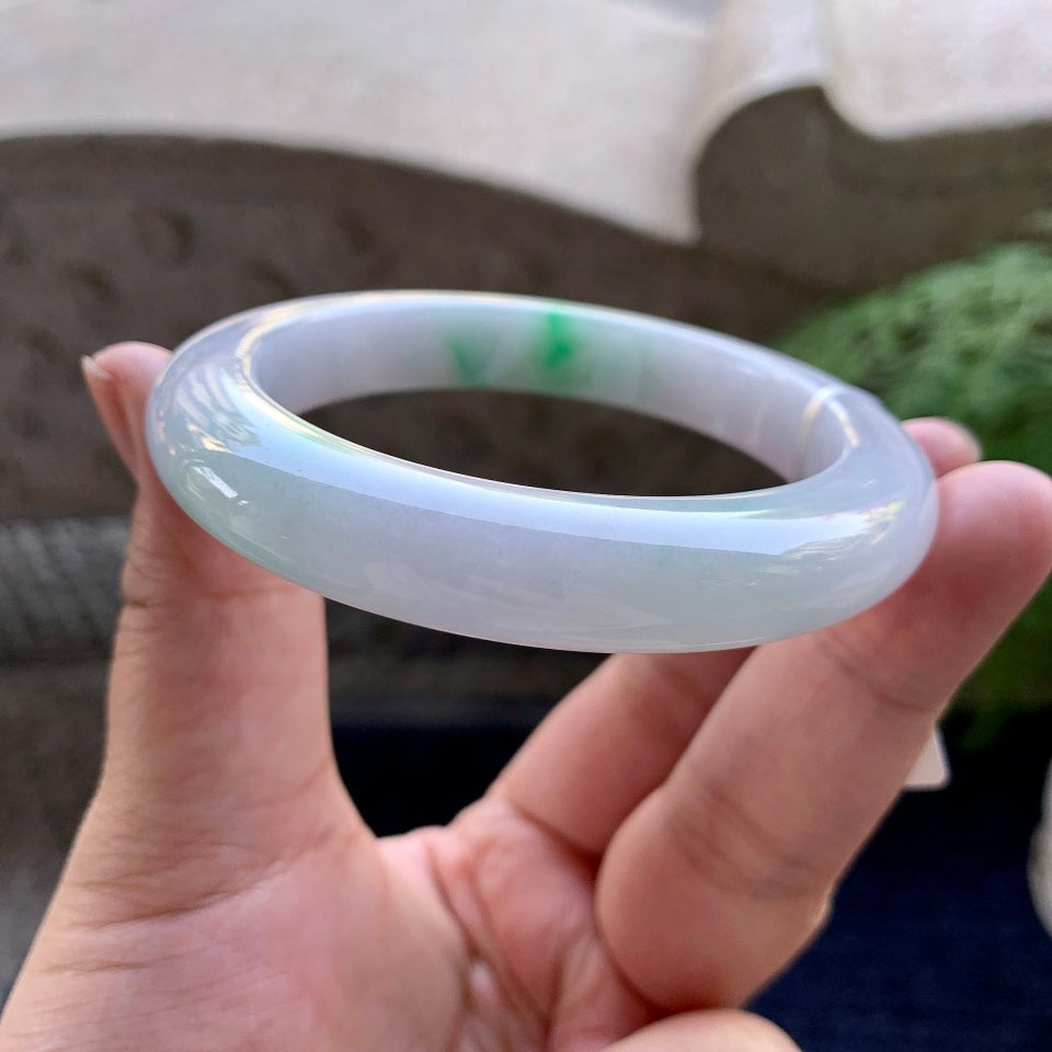 细糯种飘绿平安镯（57.7mm）（yc098531）