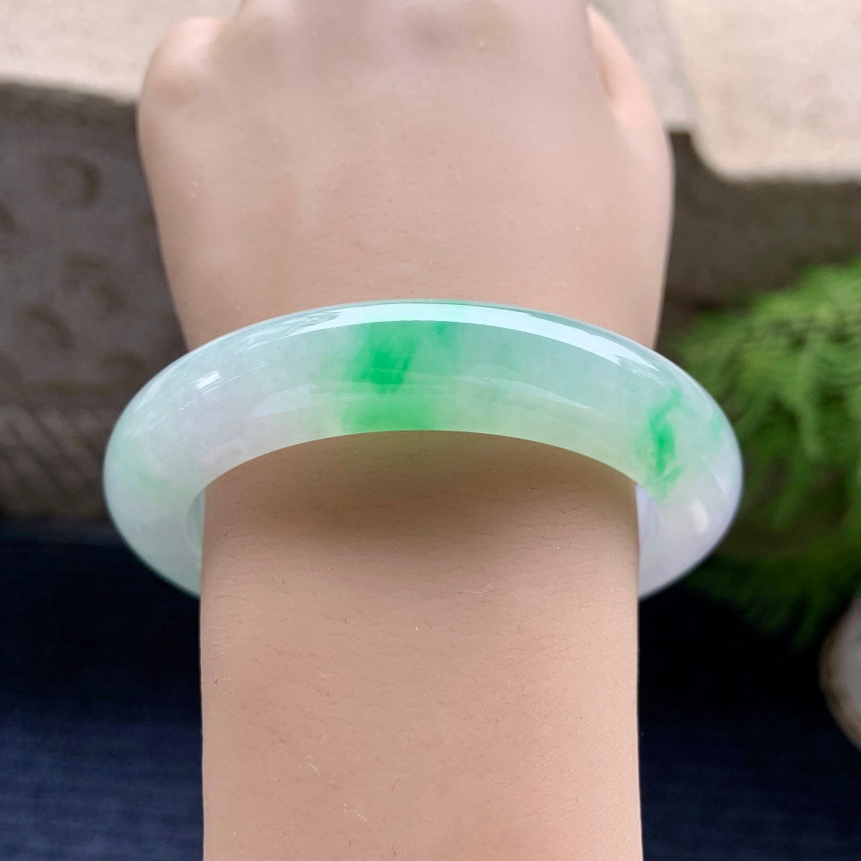 糯冰种飘阳绿平安镯（59mm）（yc089227）