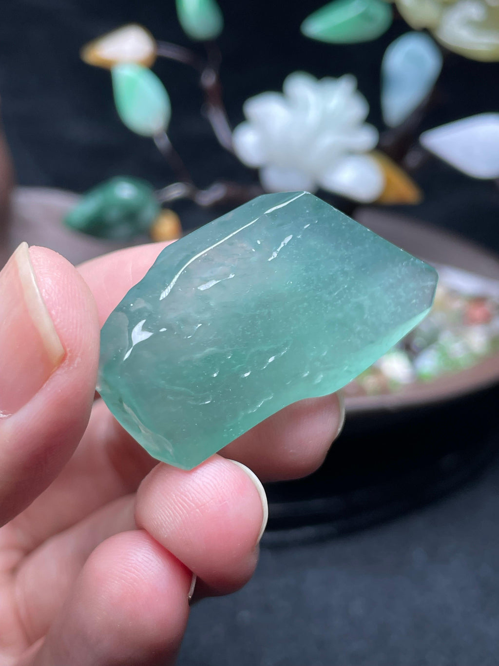 高冰湖水绿雪花棉挂件料（yc529956）