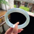 细糯种晴蓝底正圈平安镯 57圈 天然缅甸A货翡翠（yc696401）