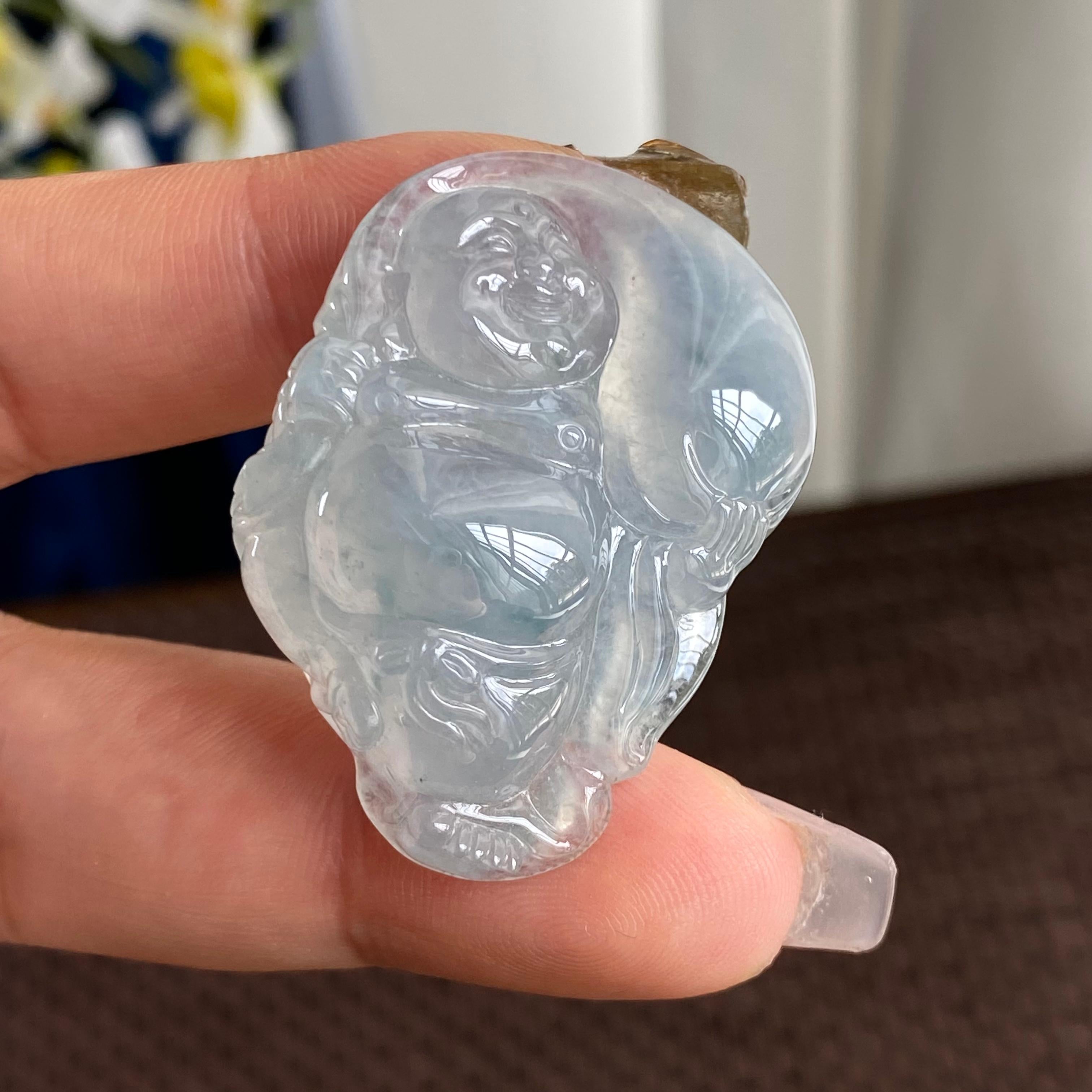 糯冰种白月光佛公吊坠（yc293139）