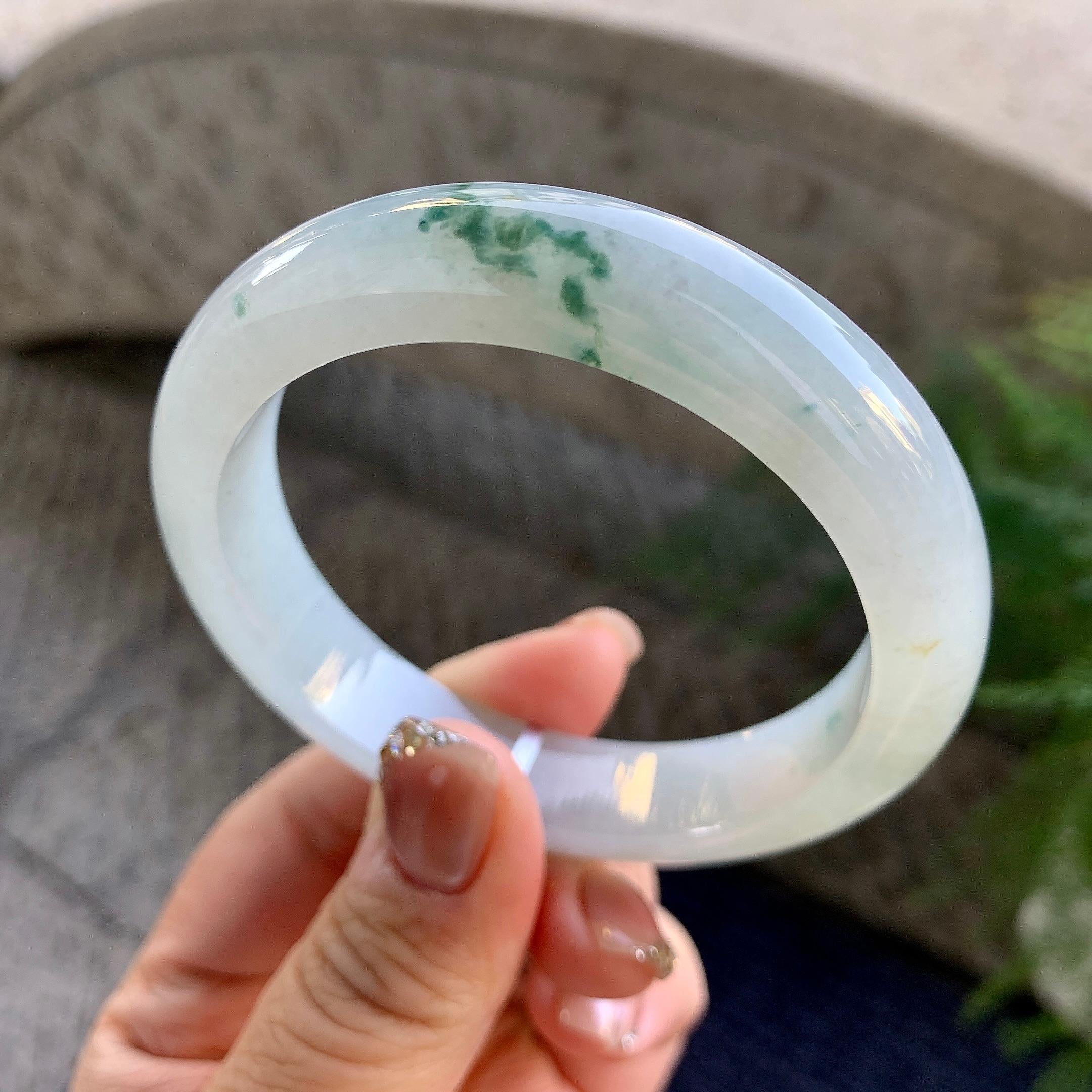 糯冰种飘花平安镯（57mm）（yc276211）
