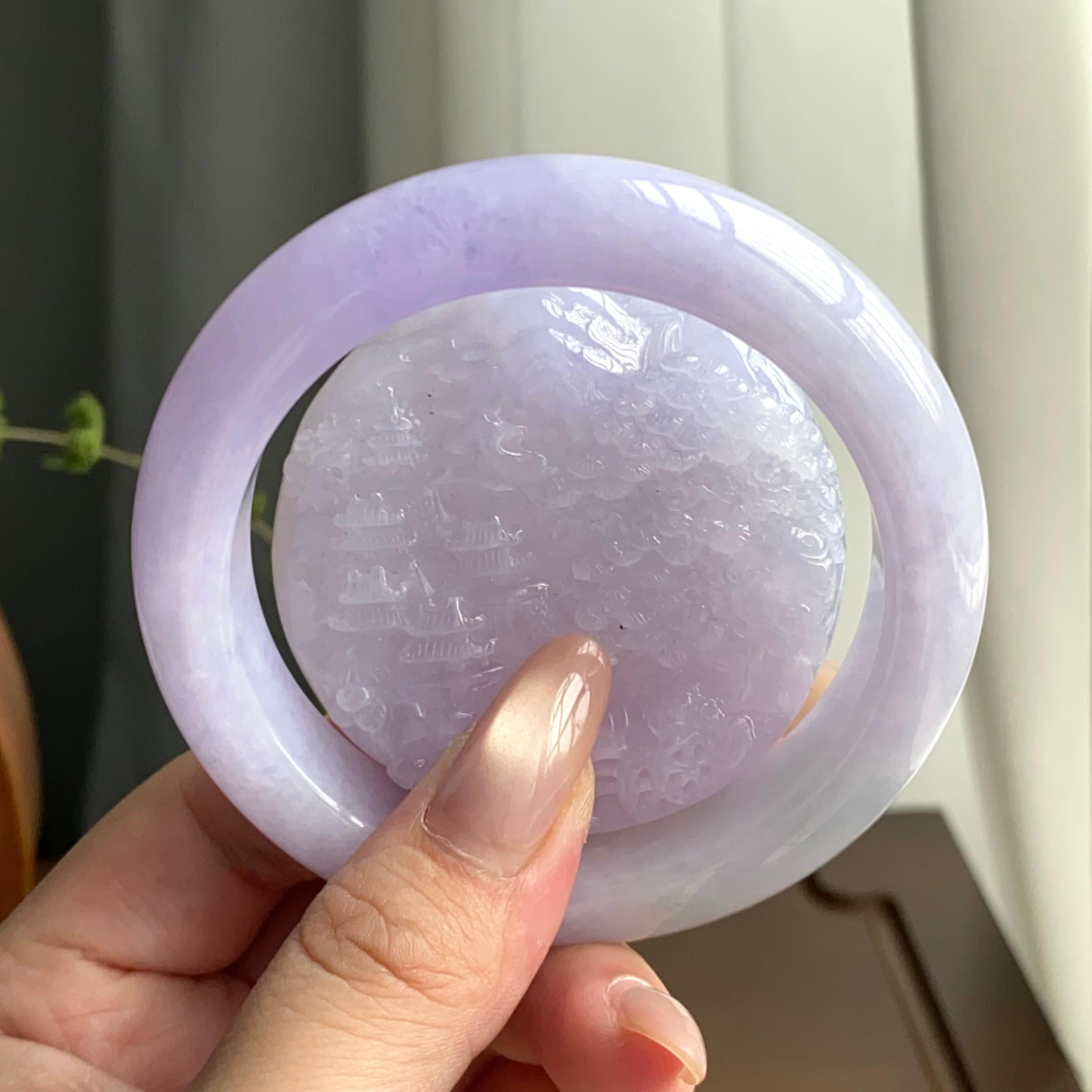 细糯种春彩平安镯山水牌套装（57圈）（yc247641）