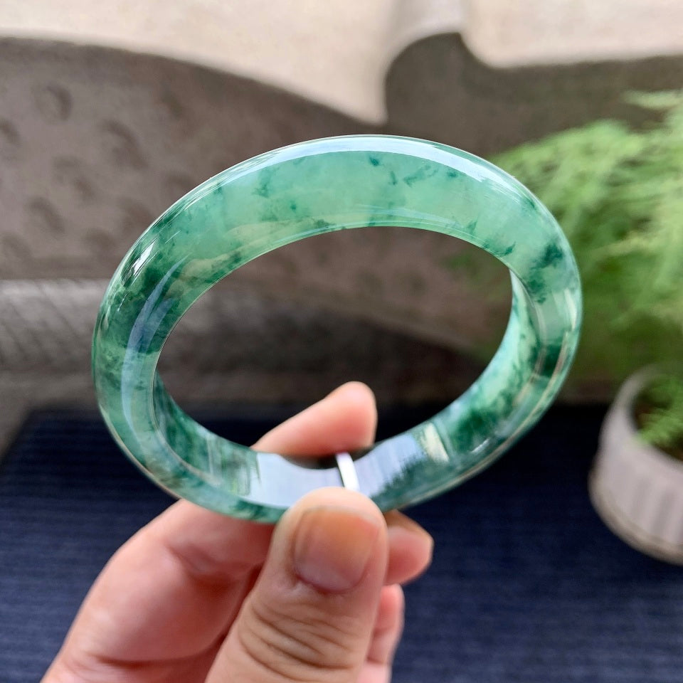 细糯种飘花平安镯（54.6mm）（yc098148）