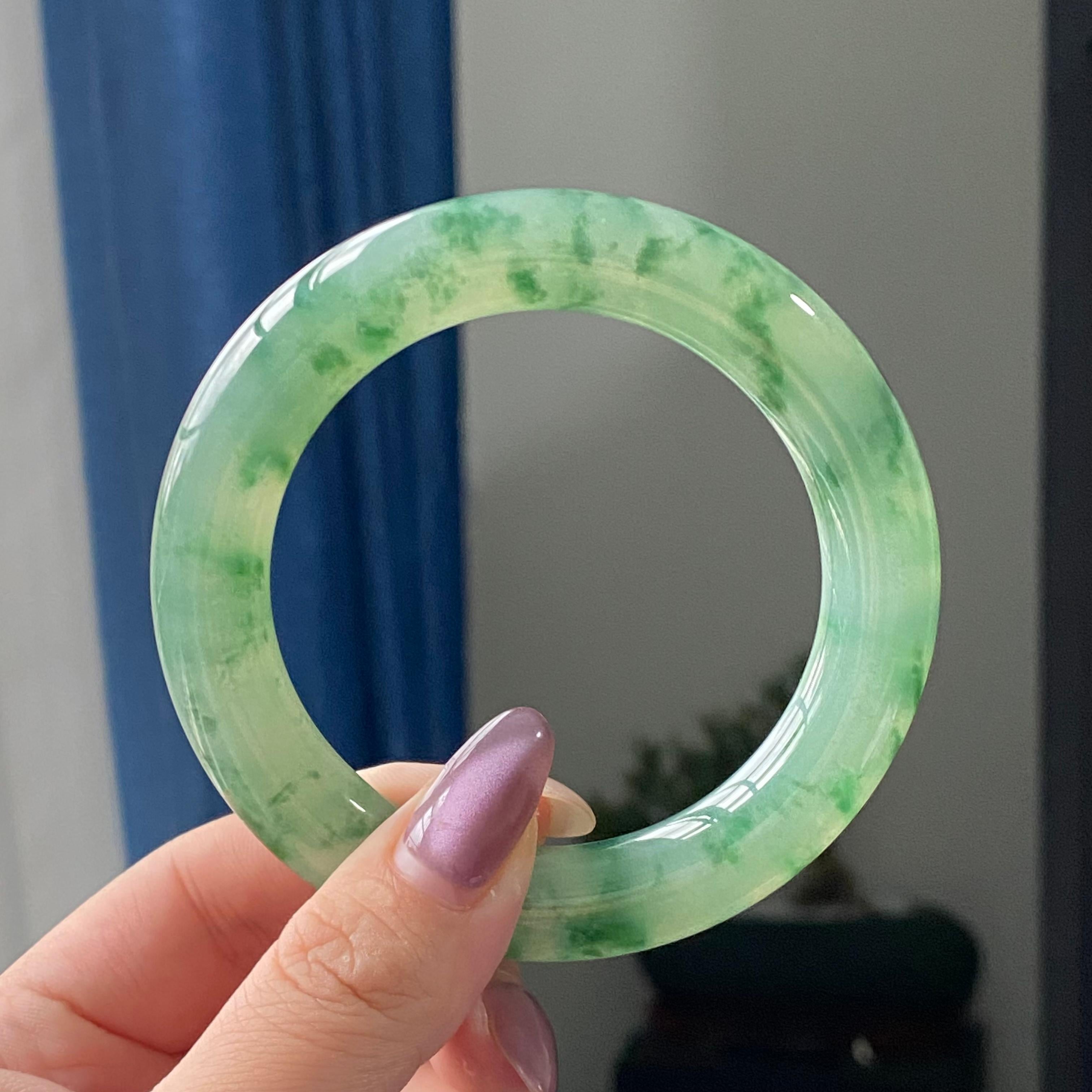 冰种飘花圆条手镯（57圈）（yc195754）