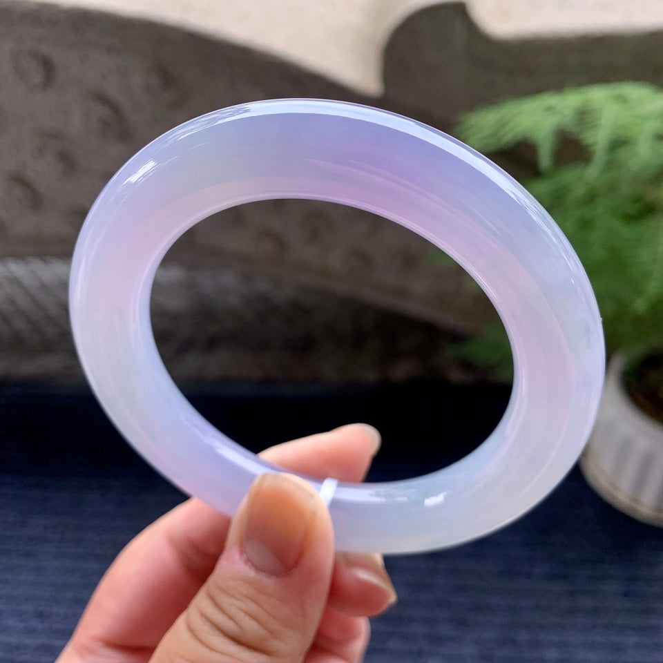 糯冰种紫罗兰圆条手镯（59mm）（yc096585）