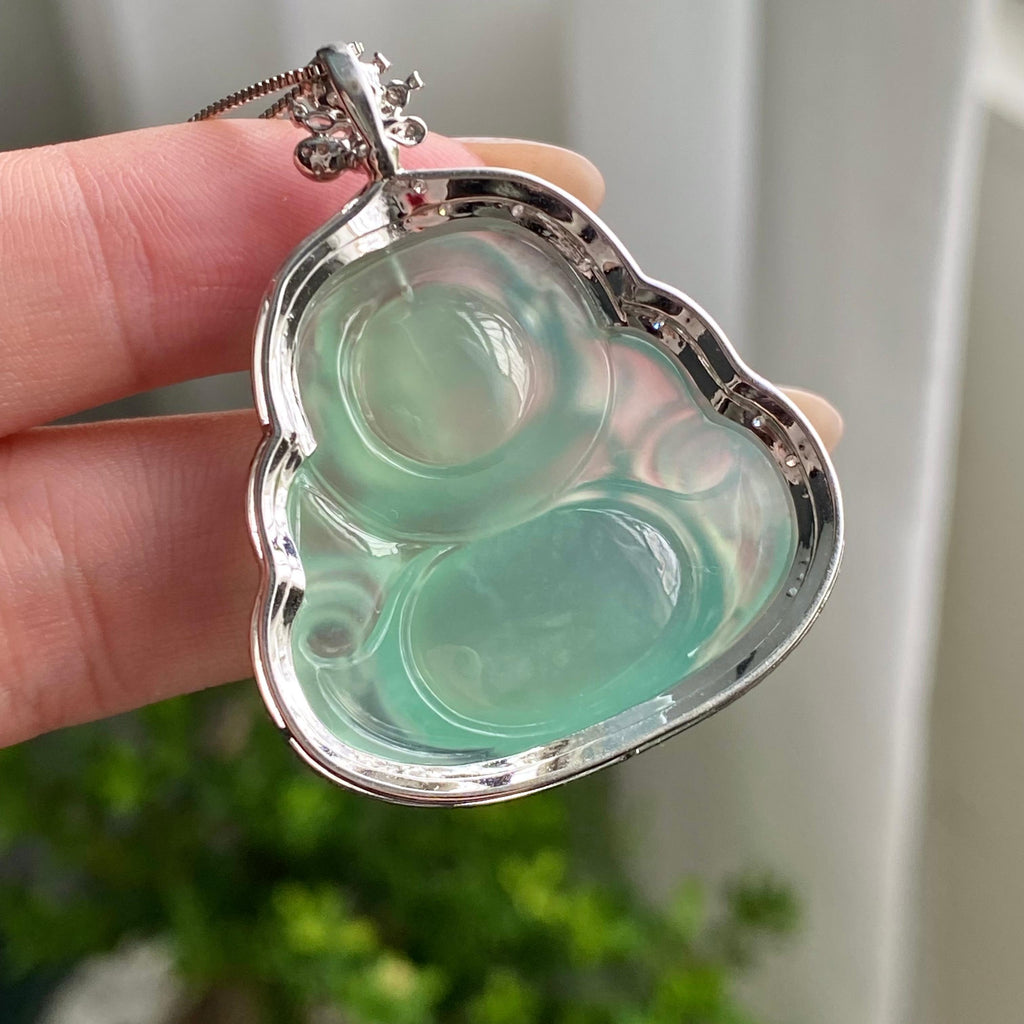 18k金钻镶冰种晴底佛公吊坠（yc206342）