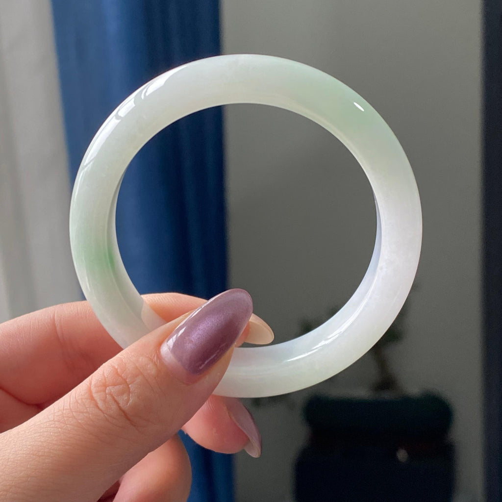 细糯种白底青平安镯手镯（55圈）（yc195718）