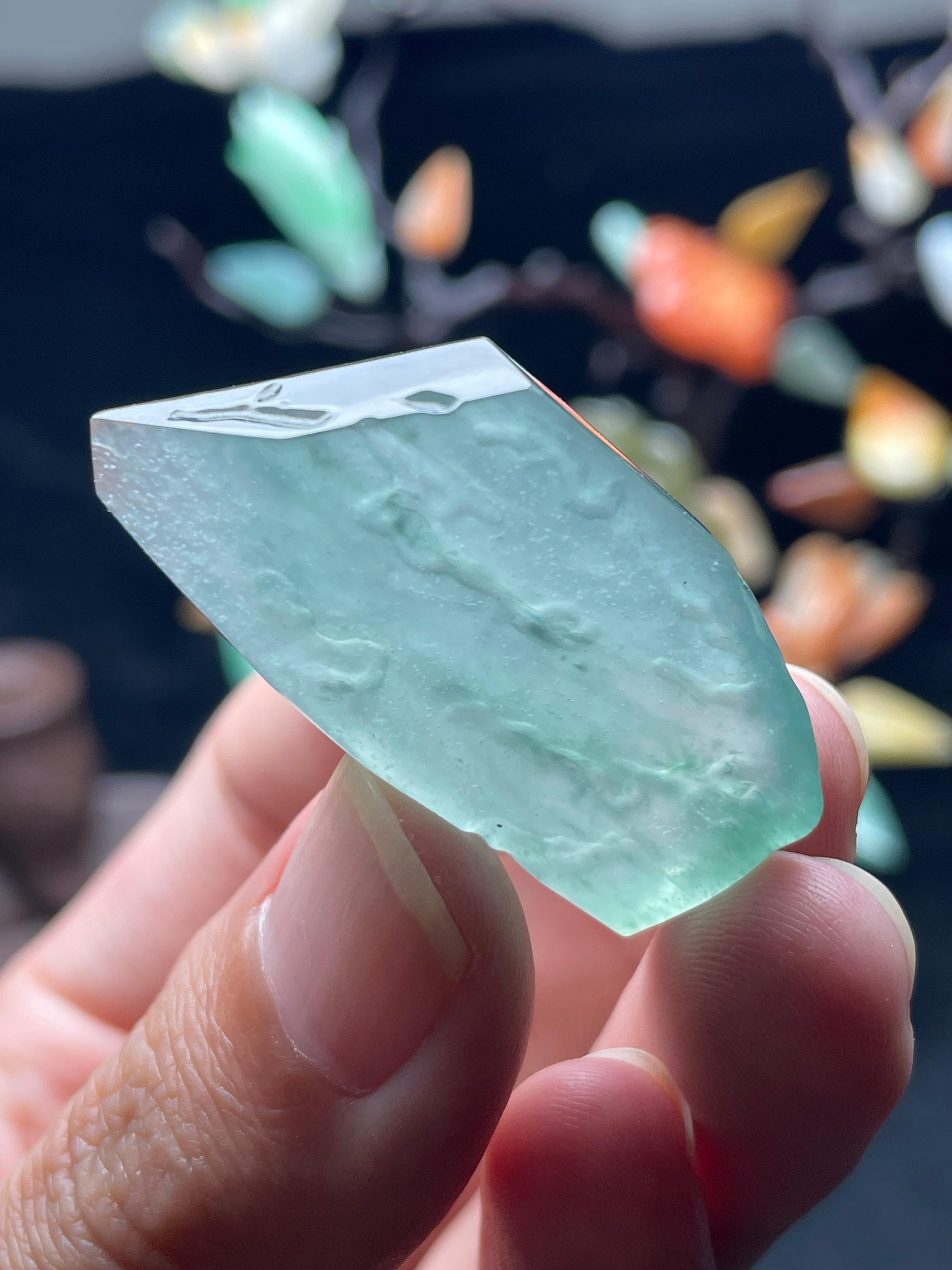 高冰湖水绿雪花棉挂件料（yc529956）
