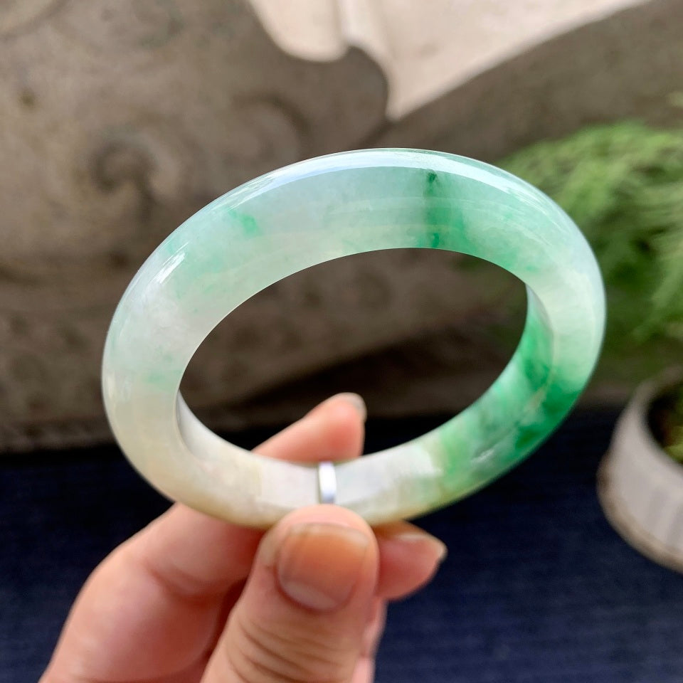 糯种黄加绿平安镯（51.2mm）（yc089898）