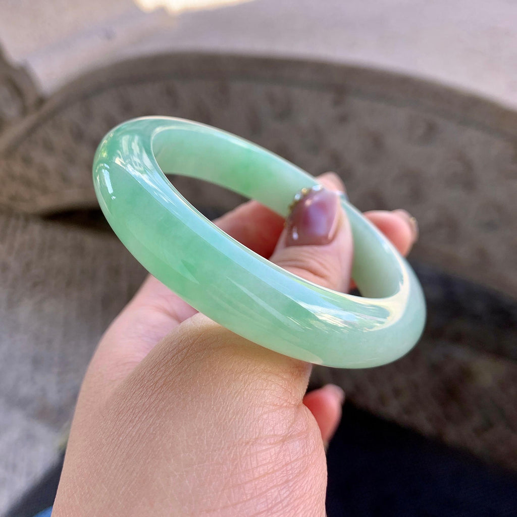细糯种翠绿平安镯（54.3mm）（yc273589）