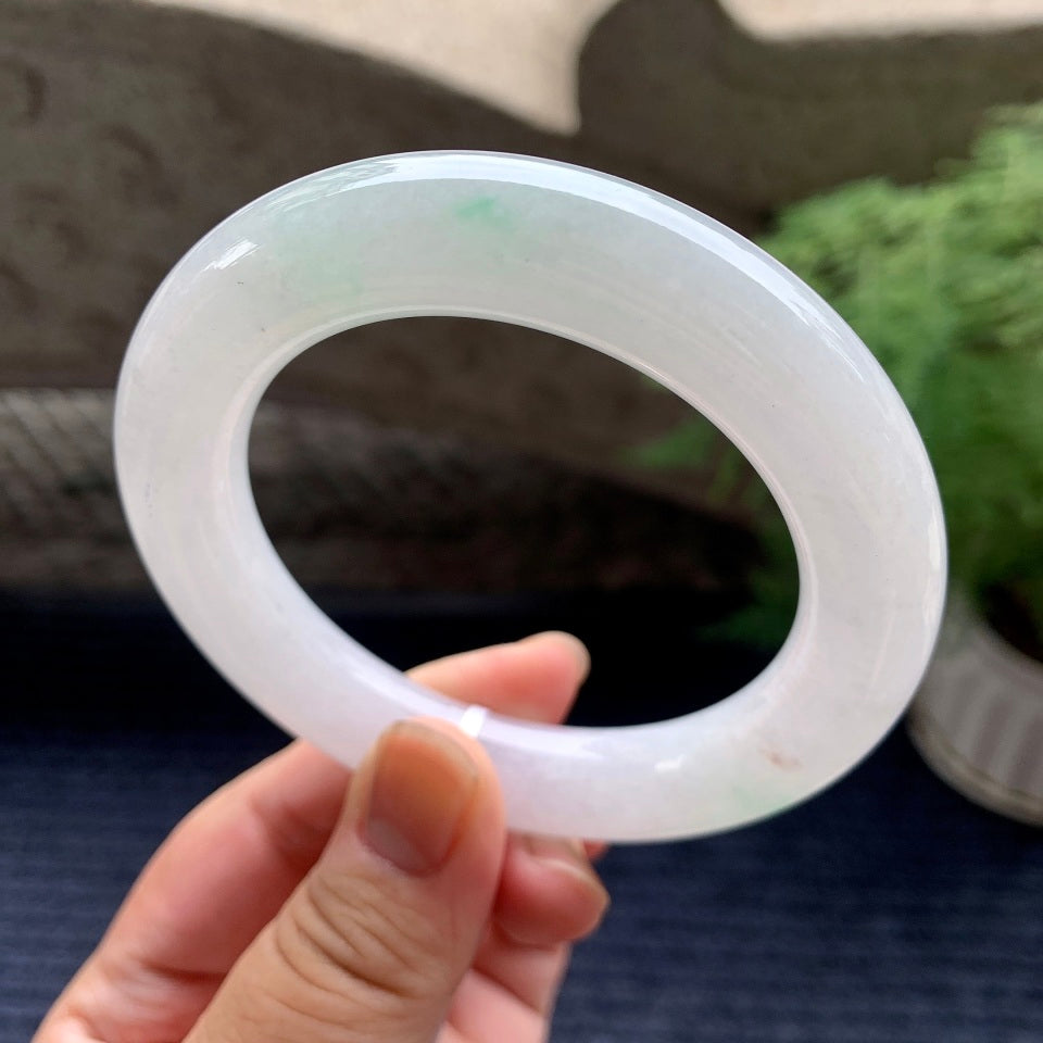 细糯种飘绿圆条手镯（57mm）（yc101928）