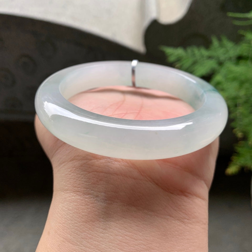 糯冰种飘花平安镯（61.7mm）（yc097043）