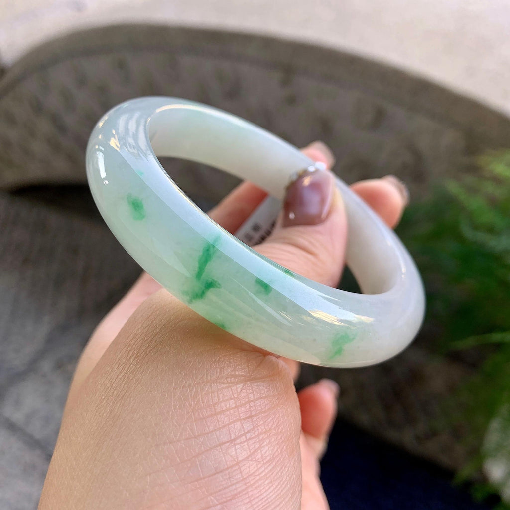 糯冰种飘花平安镯（56.7mm）（yc276217）