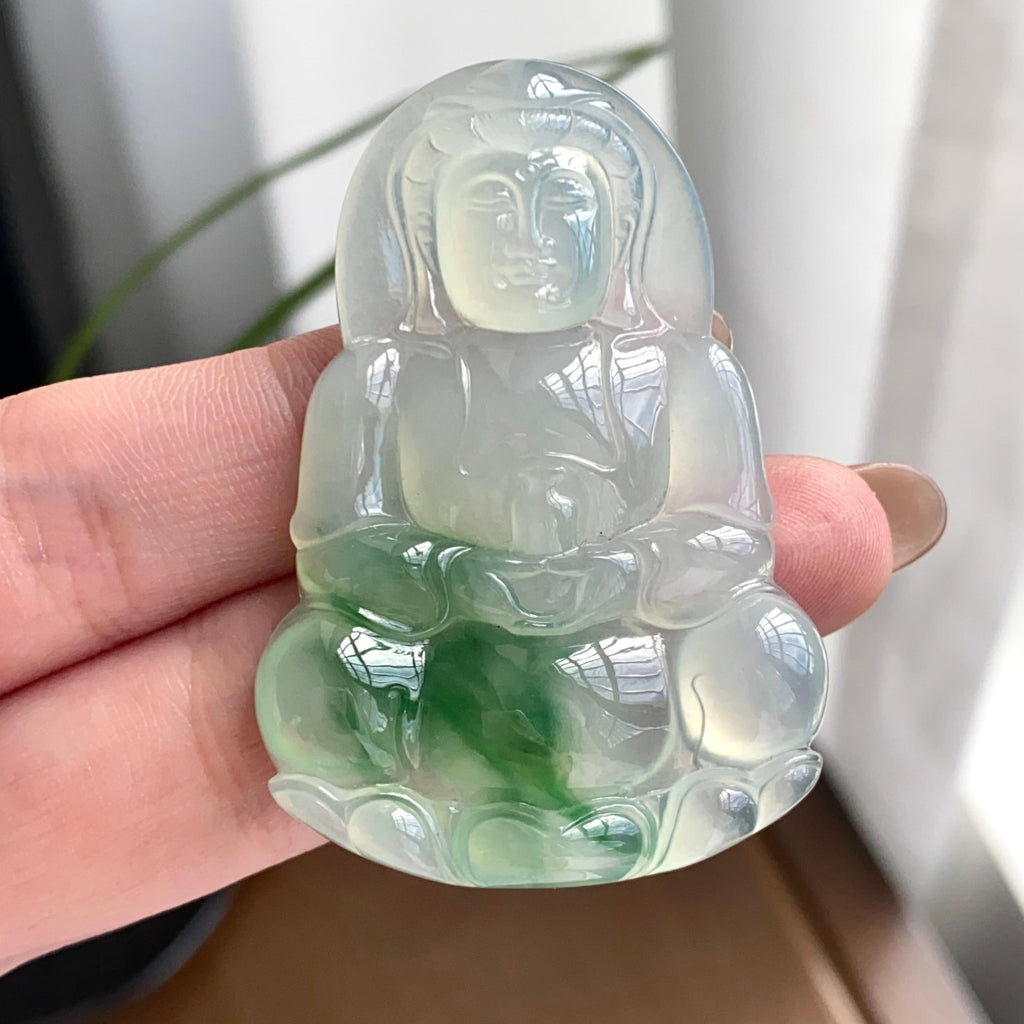 糯冰种飘花观音吊坠（yc262749）