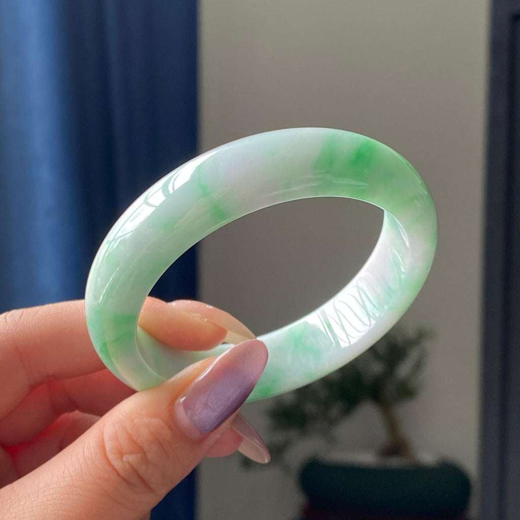 细糯种白底青平安镯手镯（53圈）（yc195685）