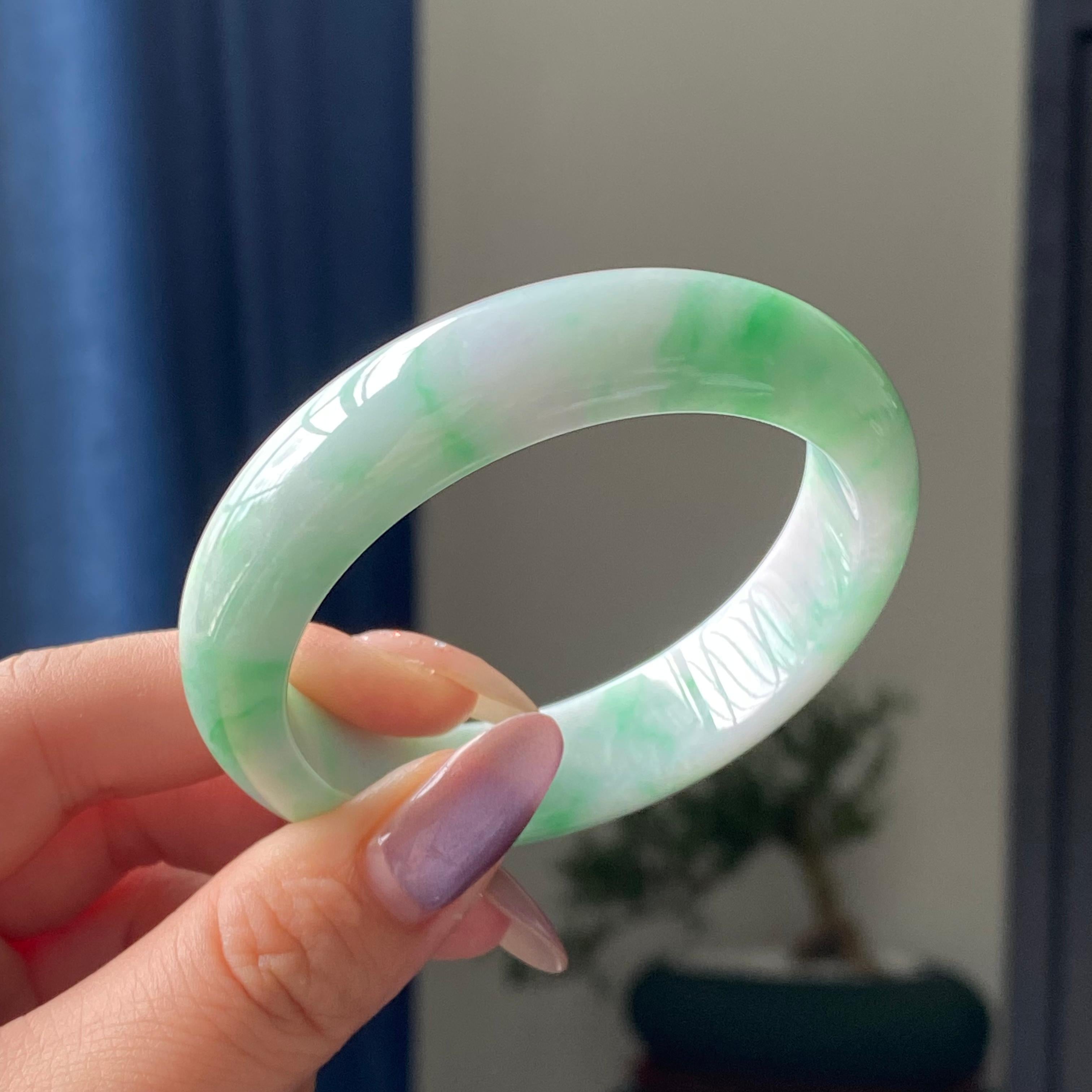 细糯种白底青平安镯手镯（53圈）（yc195685）