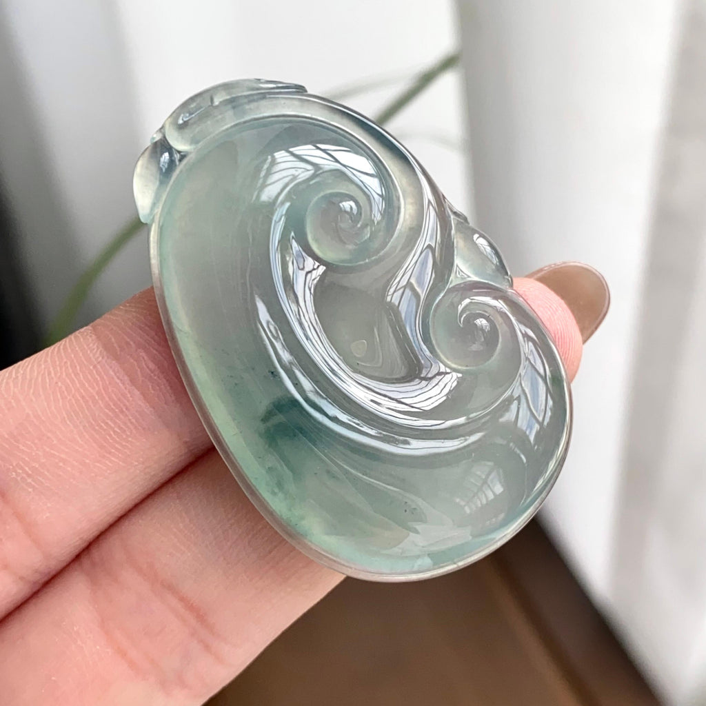 冰种蓝底飘花如意吊坠（yc262756）