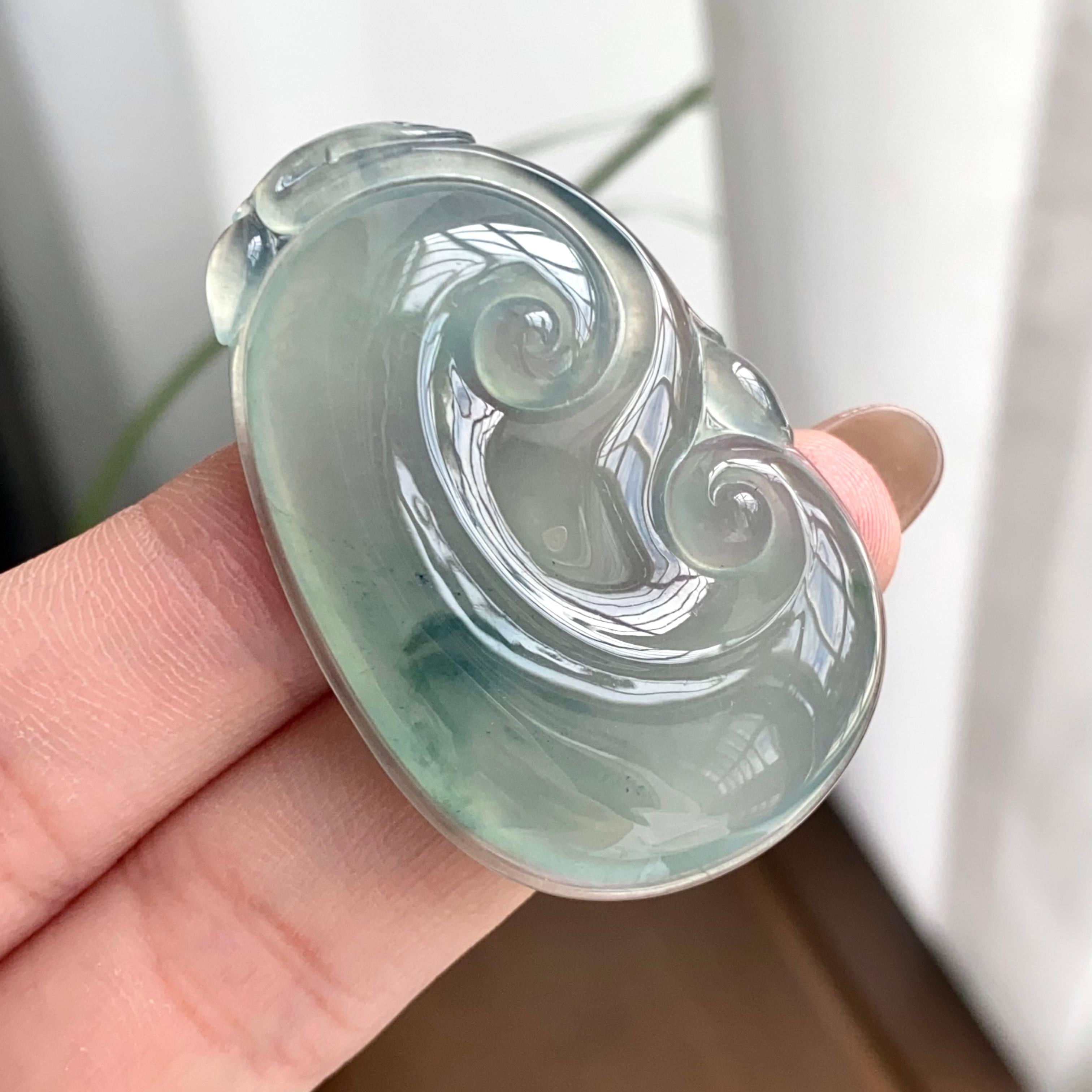 冰种蓝底飘花如意吊坠（yc262756）