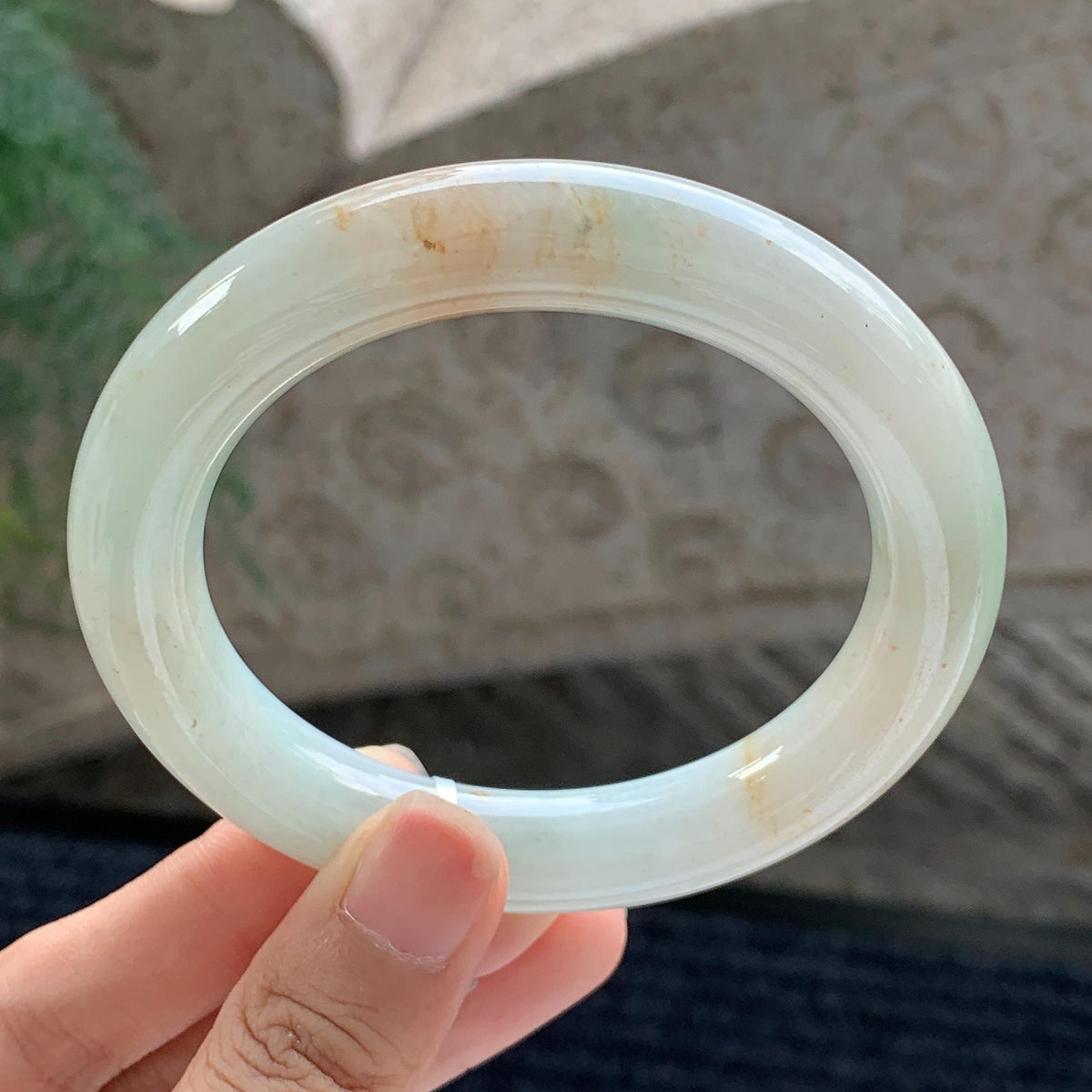 细糯种 黄加绿圆条手镯 58.5圈 天然缅甸A货翡翠（yc699559）