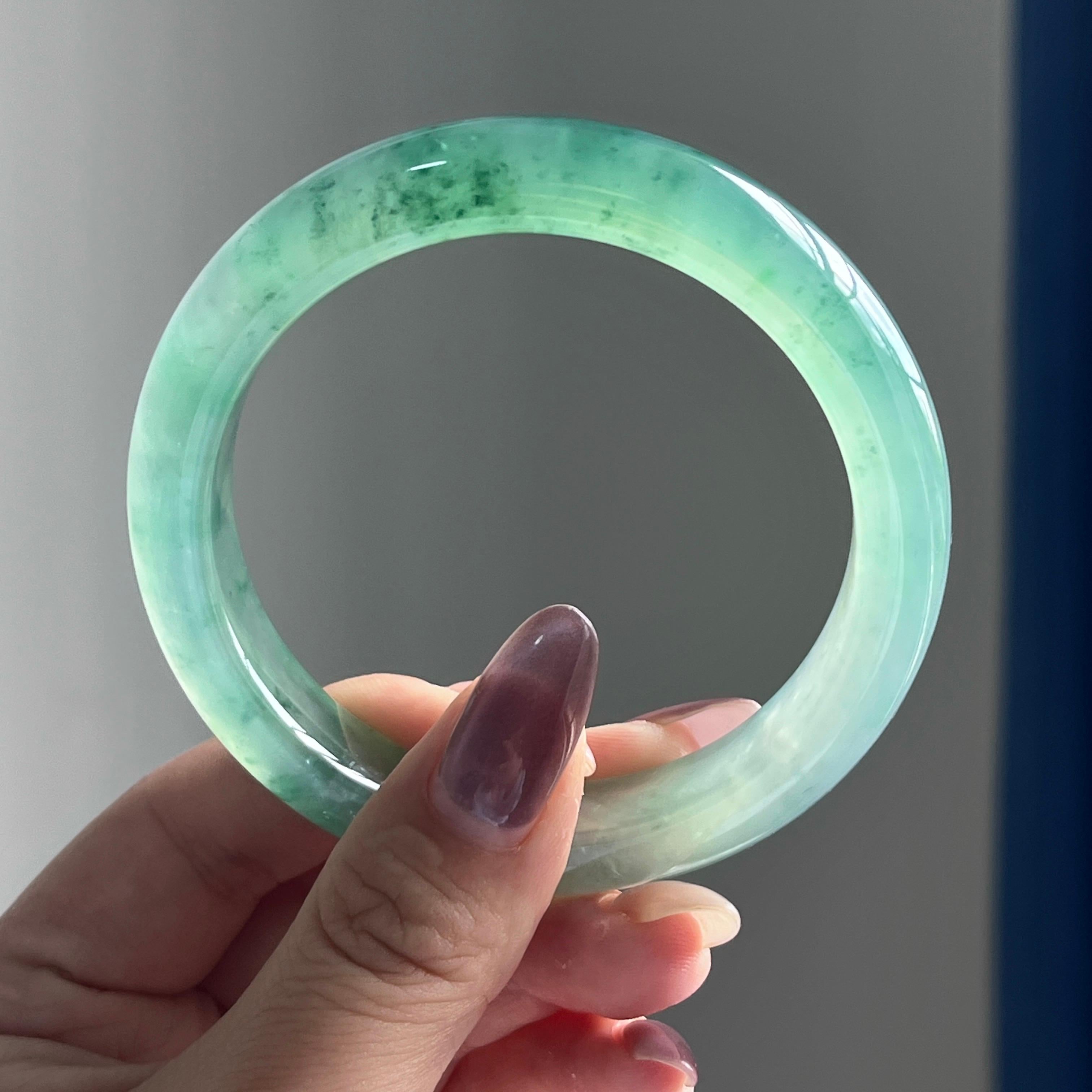 冰种飘花平安镯手镯（57圈）（yc197795）