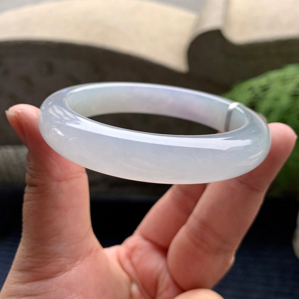 糯冰种淡春彩平安镯（57.5mm）（yc093393）