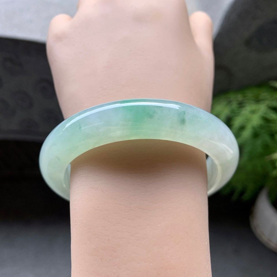 糯冰种飘花平安镯（59.4mm）（yc098115）