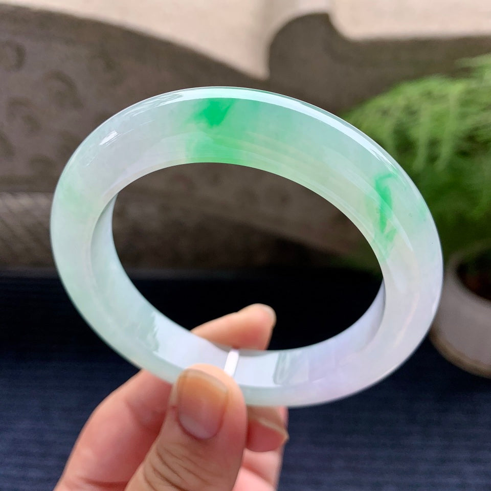 糯冰种飘阳绿平安镯（59mm）（yc089227）