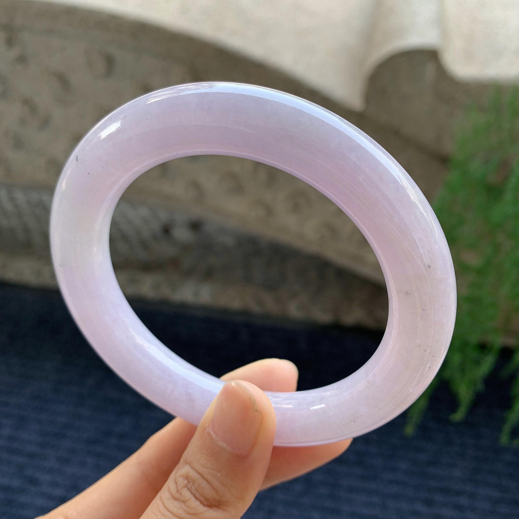 大圈口 细糯种淡紫色圆条手镯 60.5圈（yc709326）
