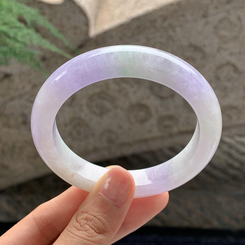 细糯种 春彩正圈平安镯 56.5圈 天然缅甸A货翡翠（yc701177）