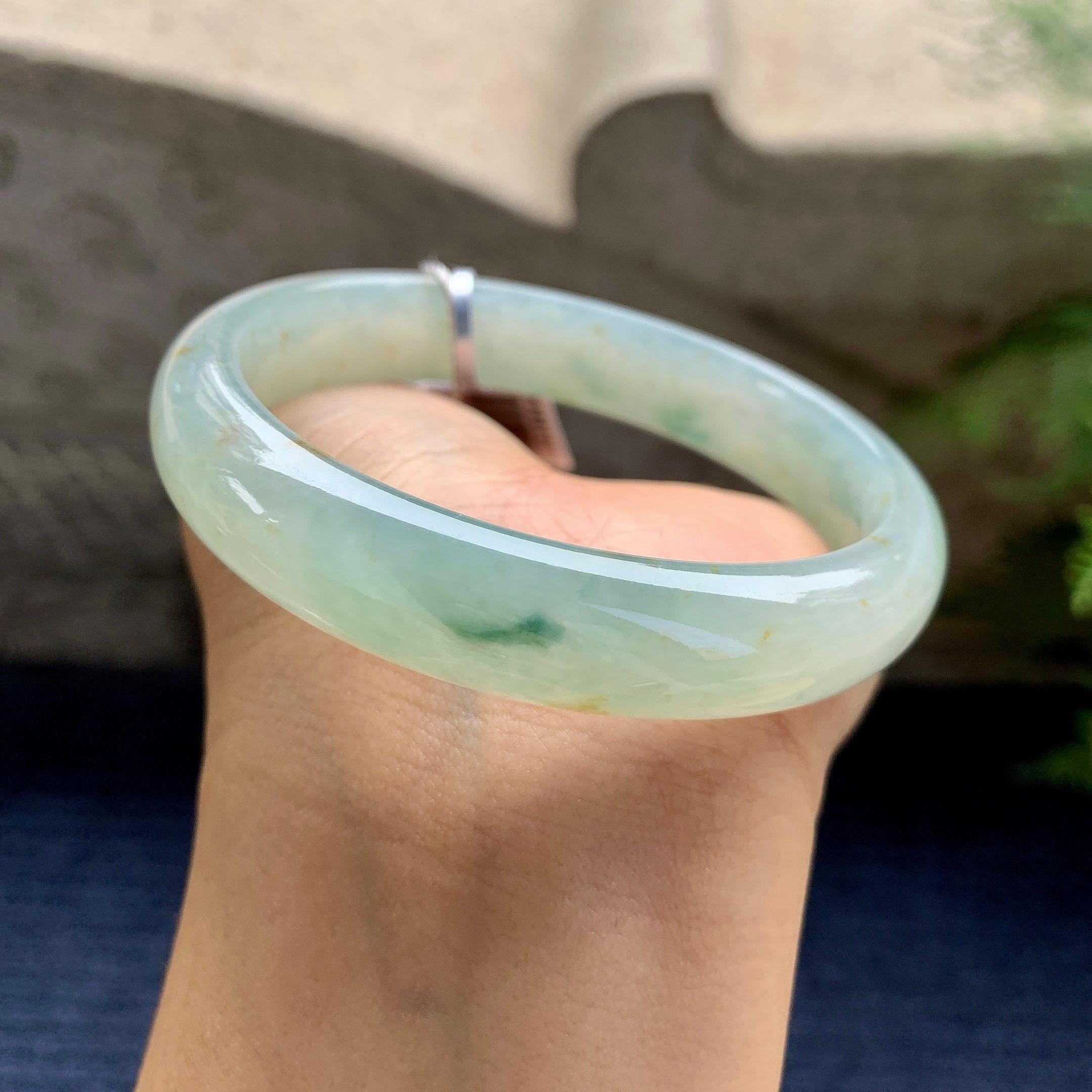 糯冰种晴水飘黄翡平安镯（58.3mm）（yc280874）