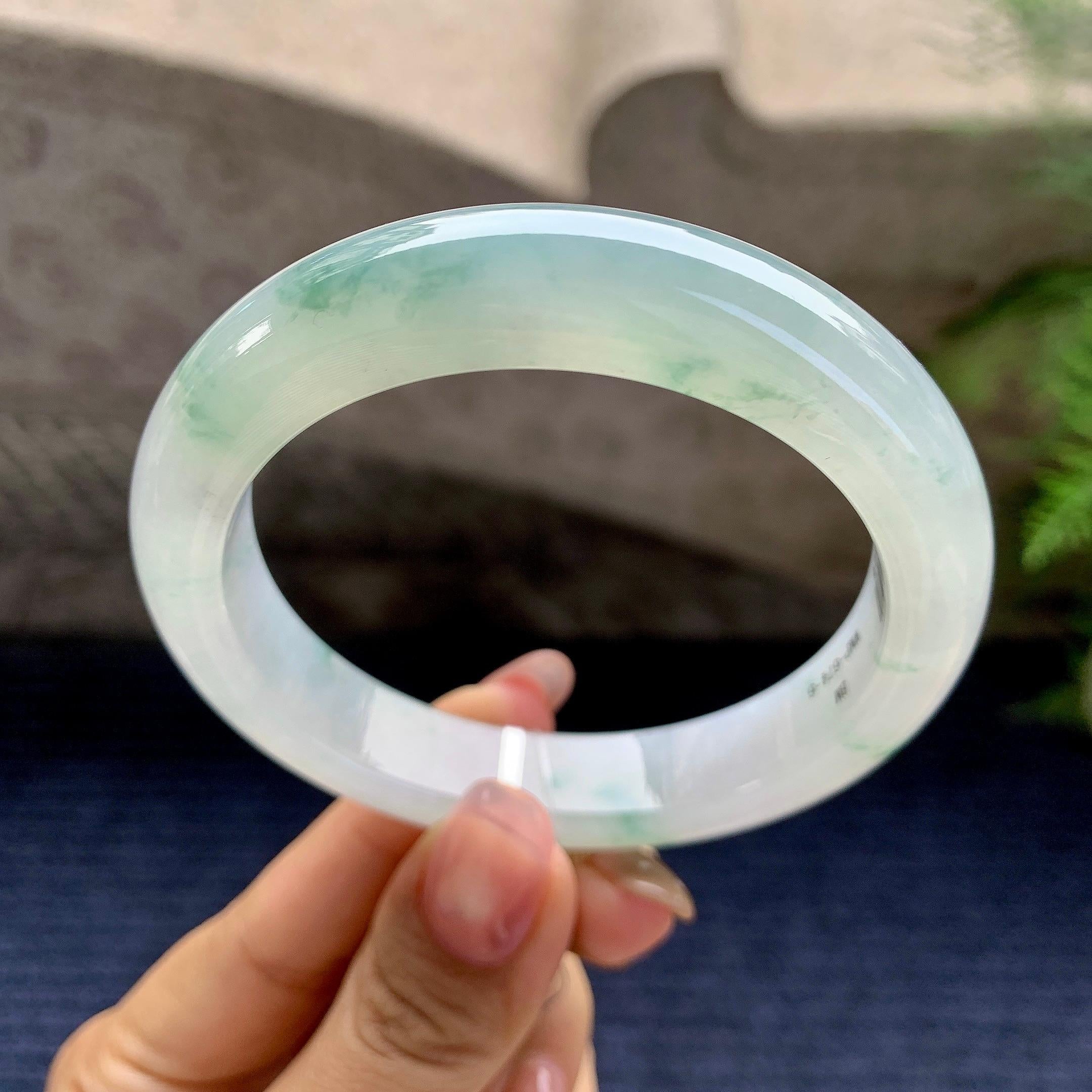 糯冰种飘花平安镯（56.1mm）（yc280871）