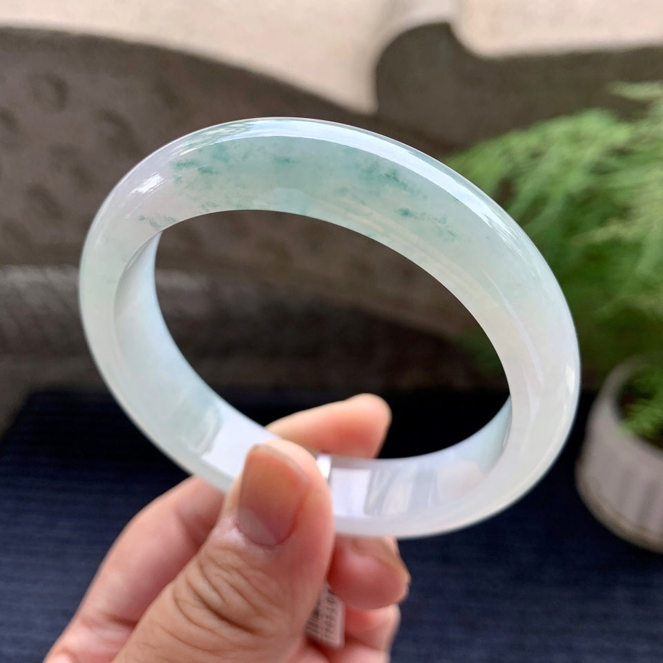 糯冰种飘花平安镯（58mm）（yc098153）