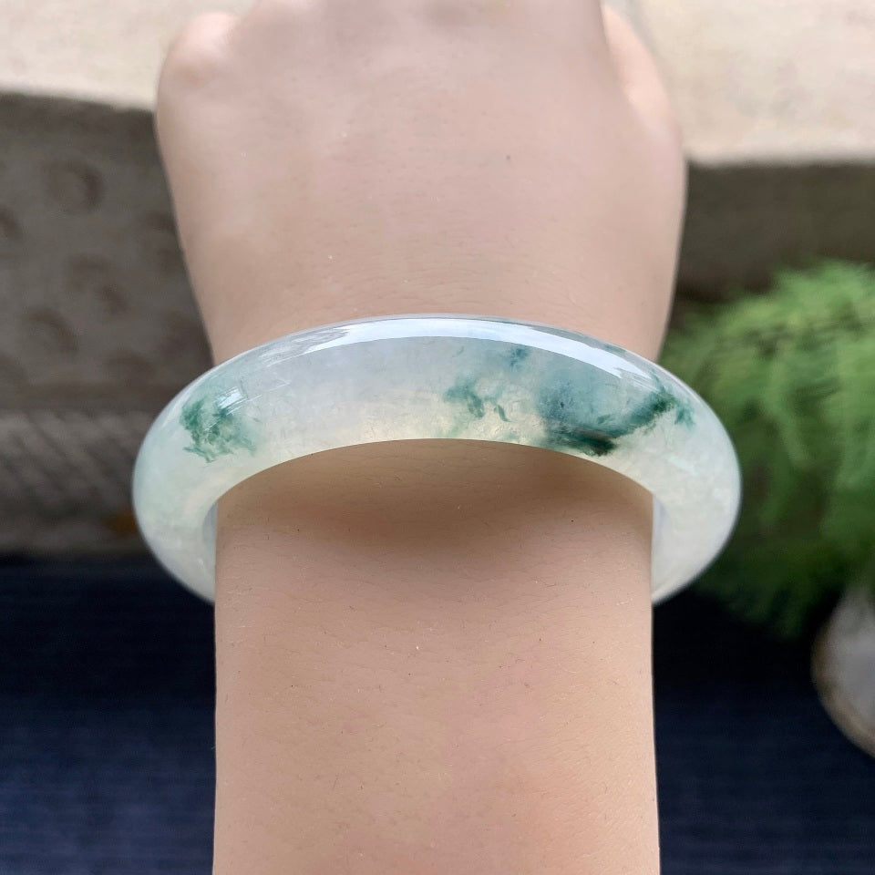 糯冰种飘花平安镯（56.3mm）（yc089911）