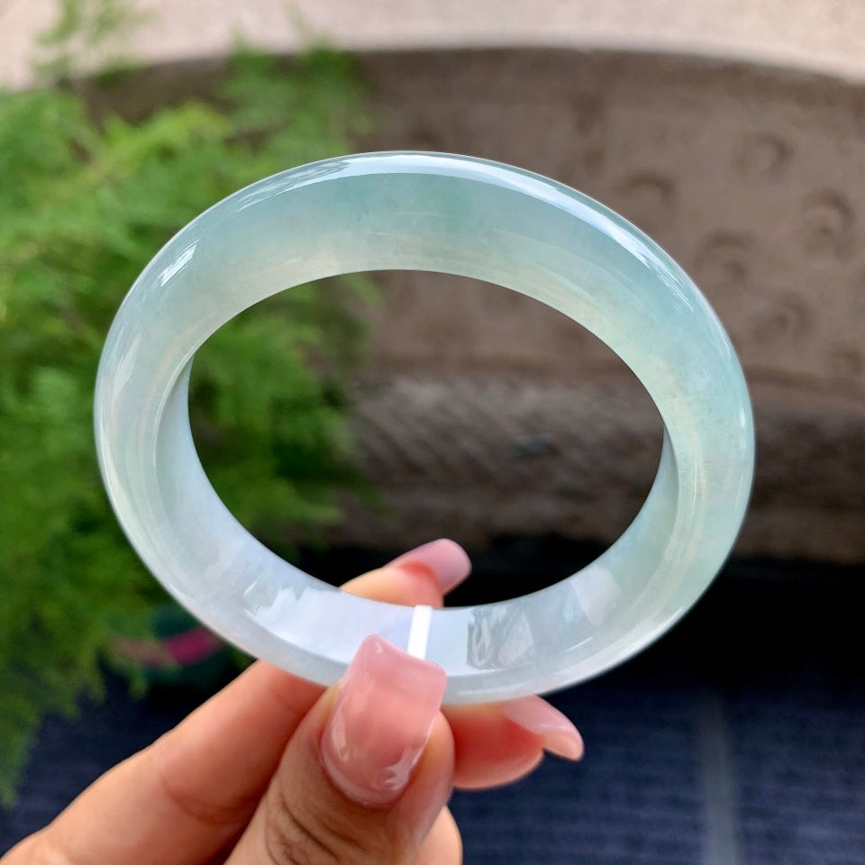 糯冰种蓝晴水平安镯（54.2mm）（yc106761）