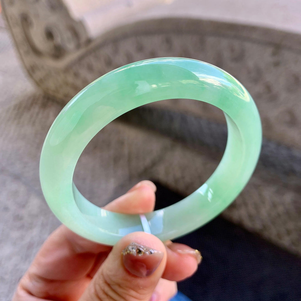细糯种翠绿平安镯（54.3mm）（yc273589）