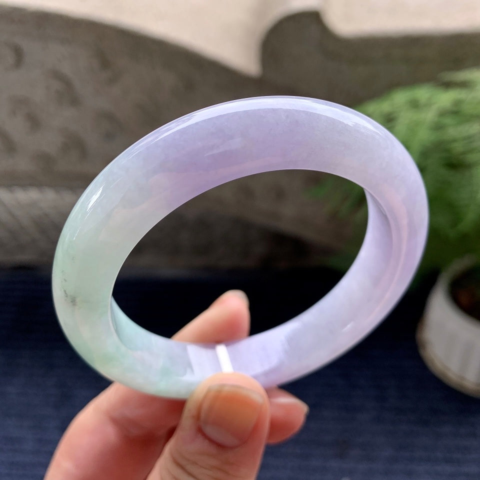 细糯种淡紫罗兰平安镯（56.7mm）（yc088396）