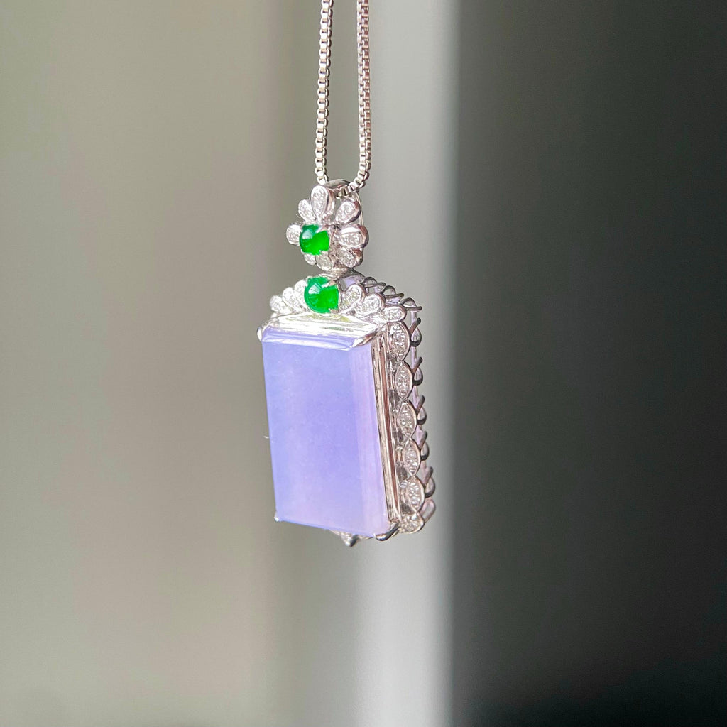 18k金钻镶冰种紫罗兰无事牌吊坠（yc216840）