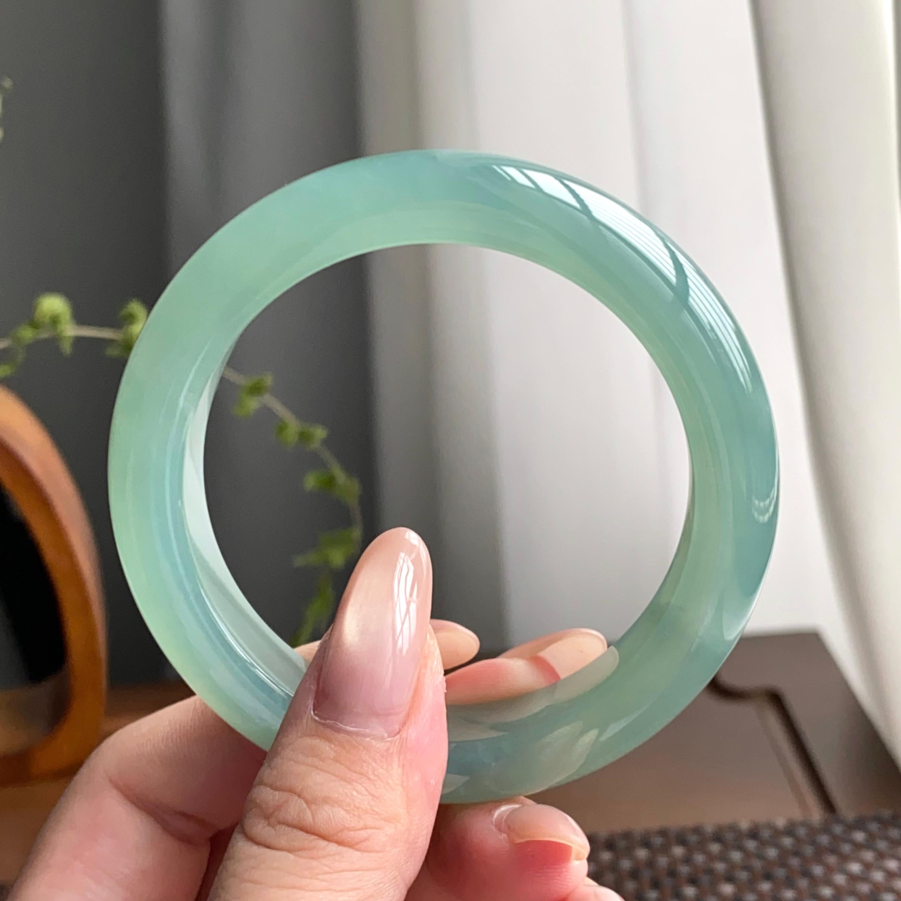 冰种湖水绿平安镯（55圈）（yc247614）