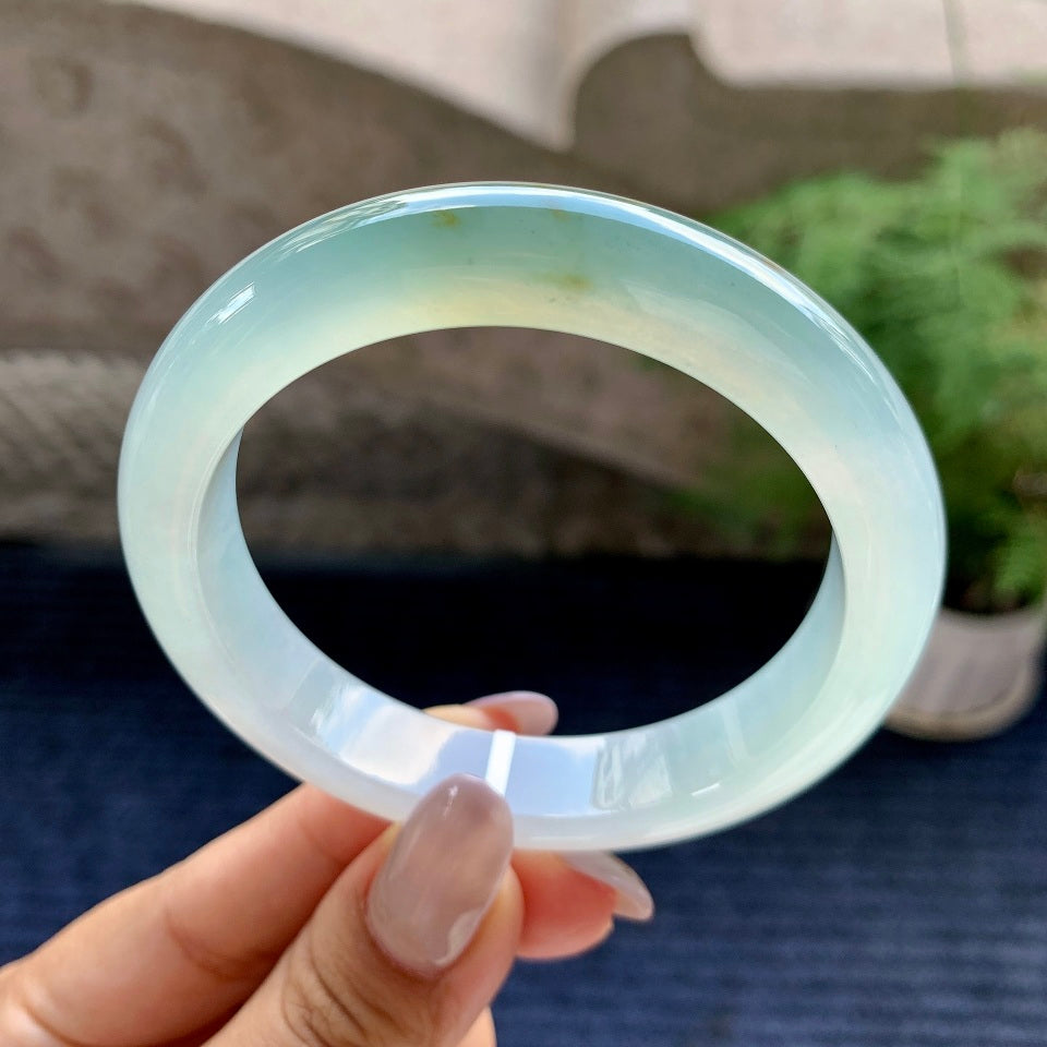 糯冰种晴水飘黄翡平安镯（55.6mm）（yc116072）