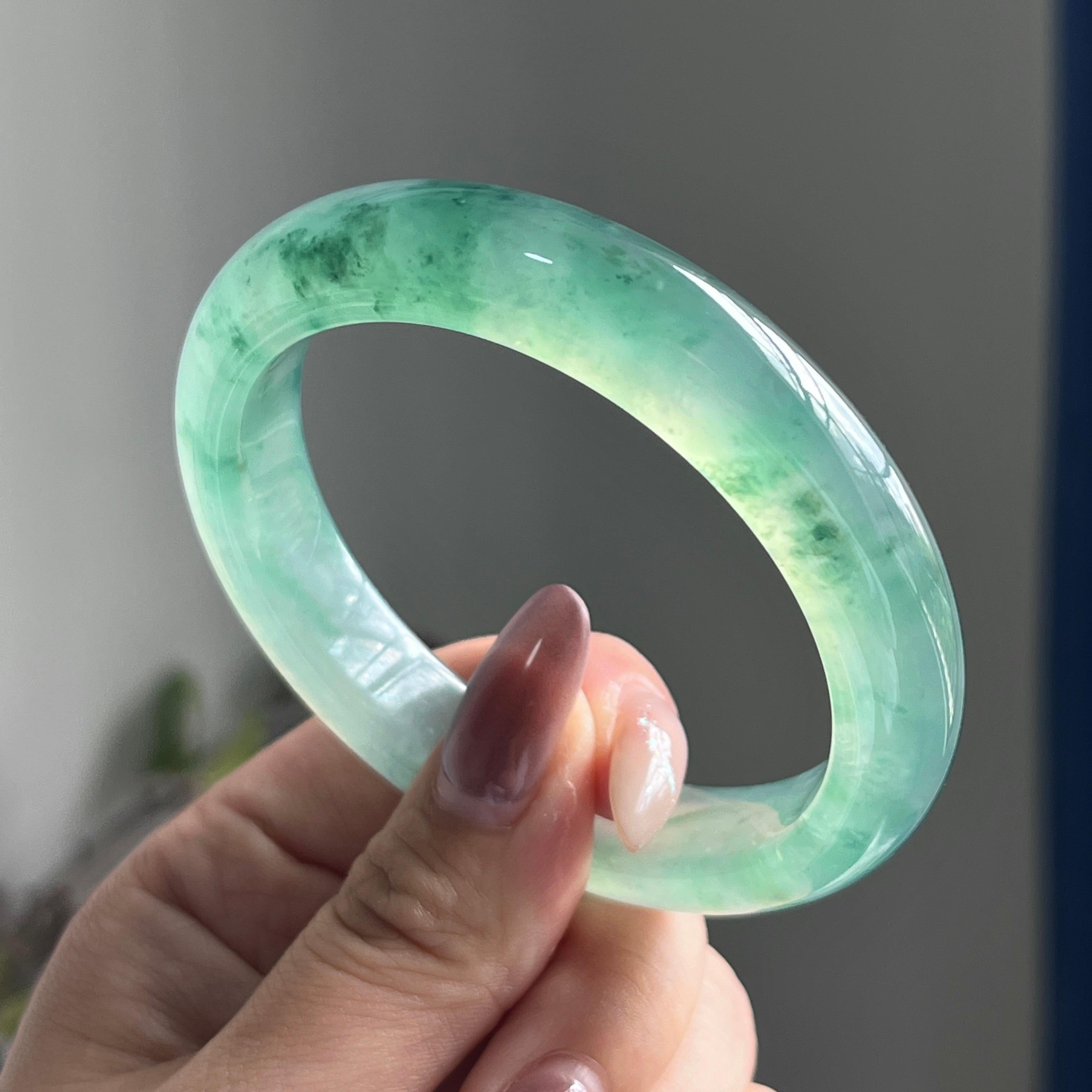 冰种飘花平安镯手镯（57圈）（yc197795）