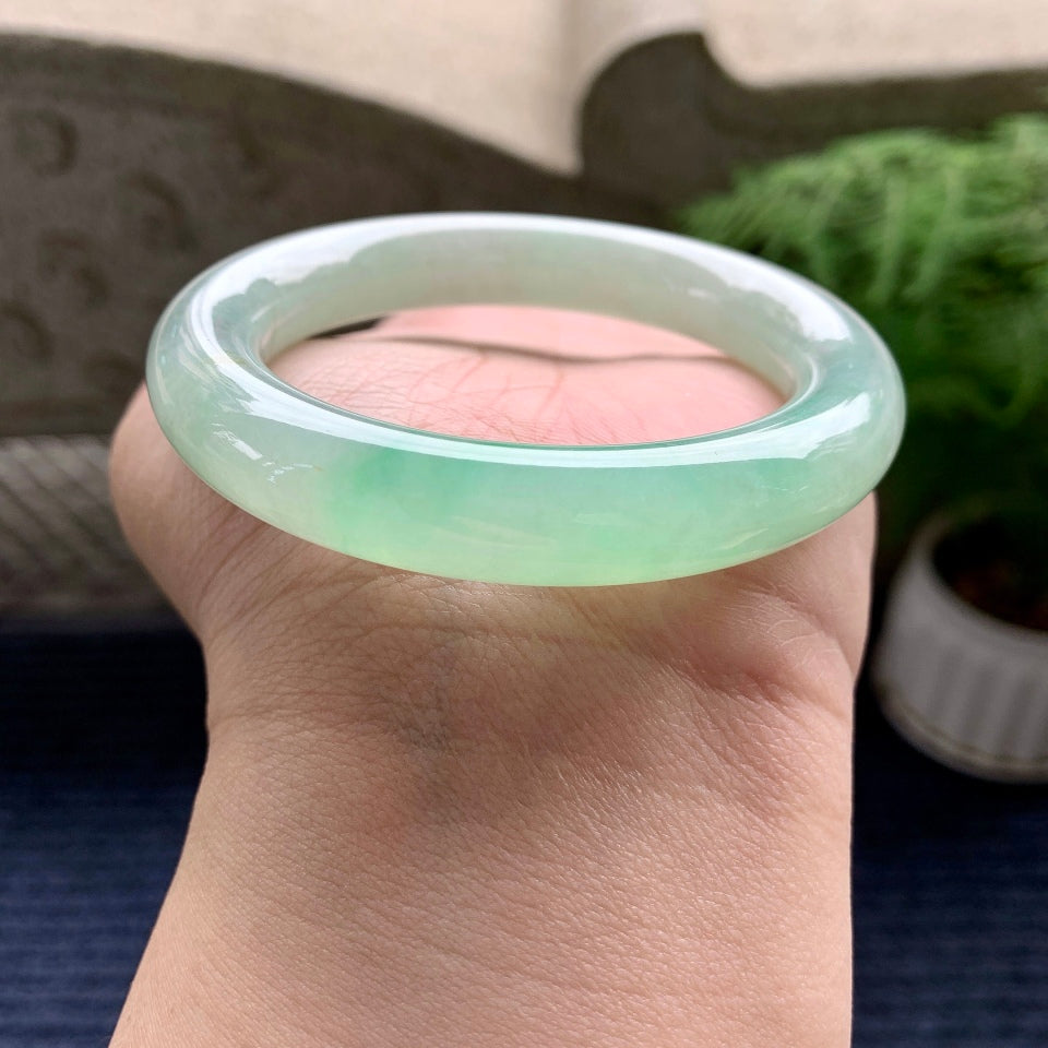 糯冰种晴水圆条手镯（55mm）（yc081931）