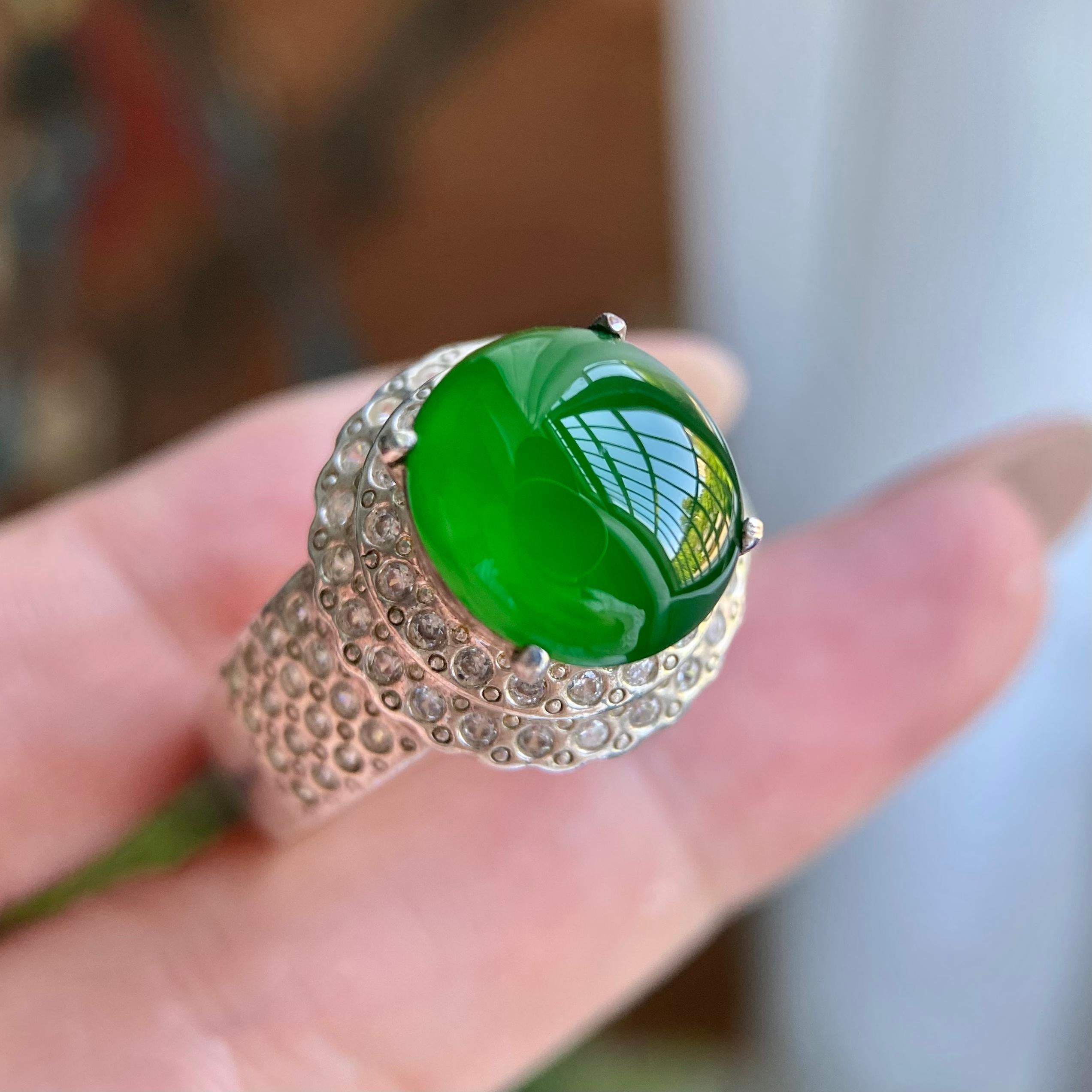 冰种辣阳绿戒面裸石（yc234199）