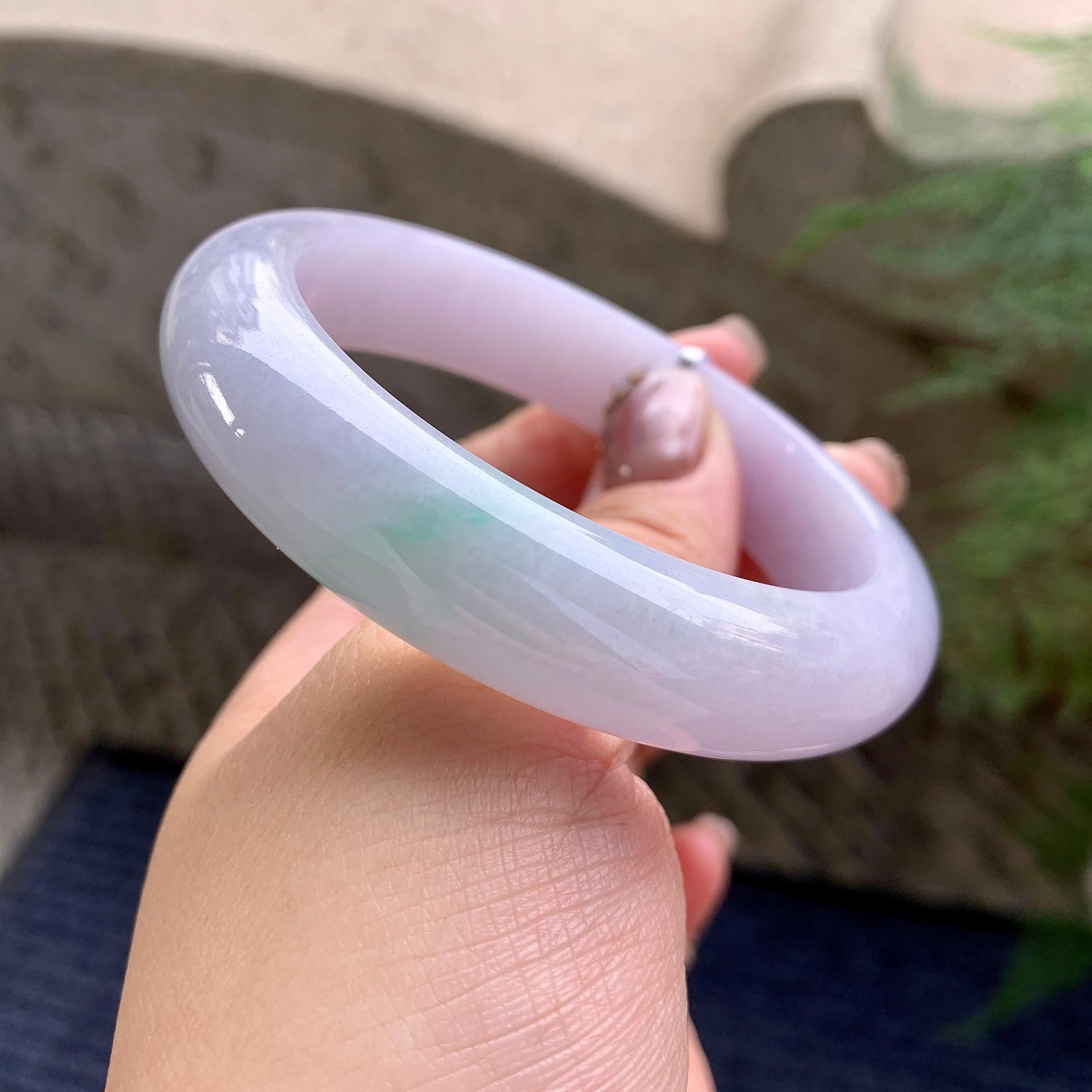 细糯种淡春彩平安镯（59mm）（yc277156）