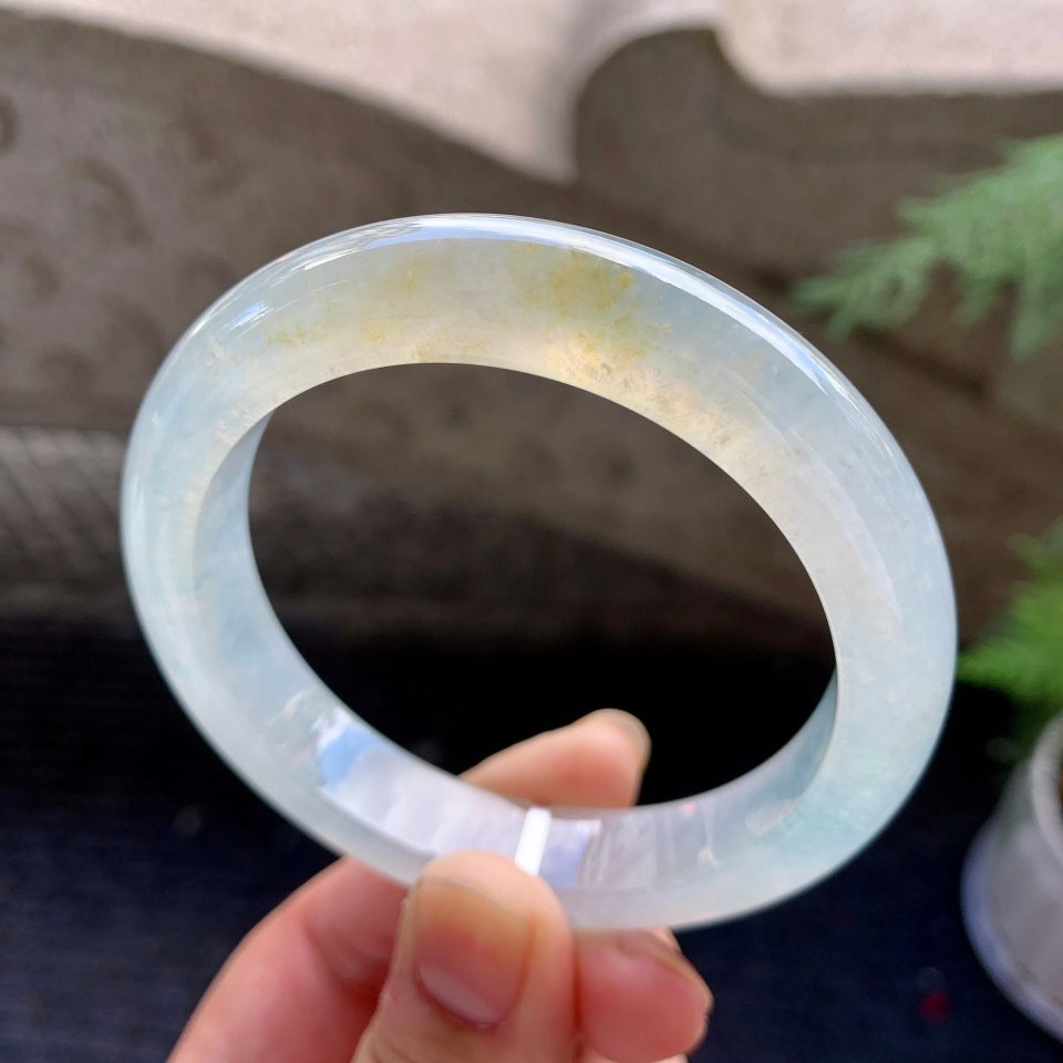 冰种雪花棉黄翡平安镯（56.4mm）（TF07073822）