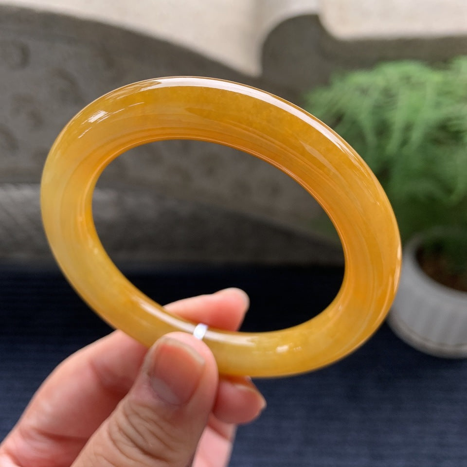 糯冰种黄翡圆条手镯（54.8mm）（yc081986）