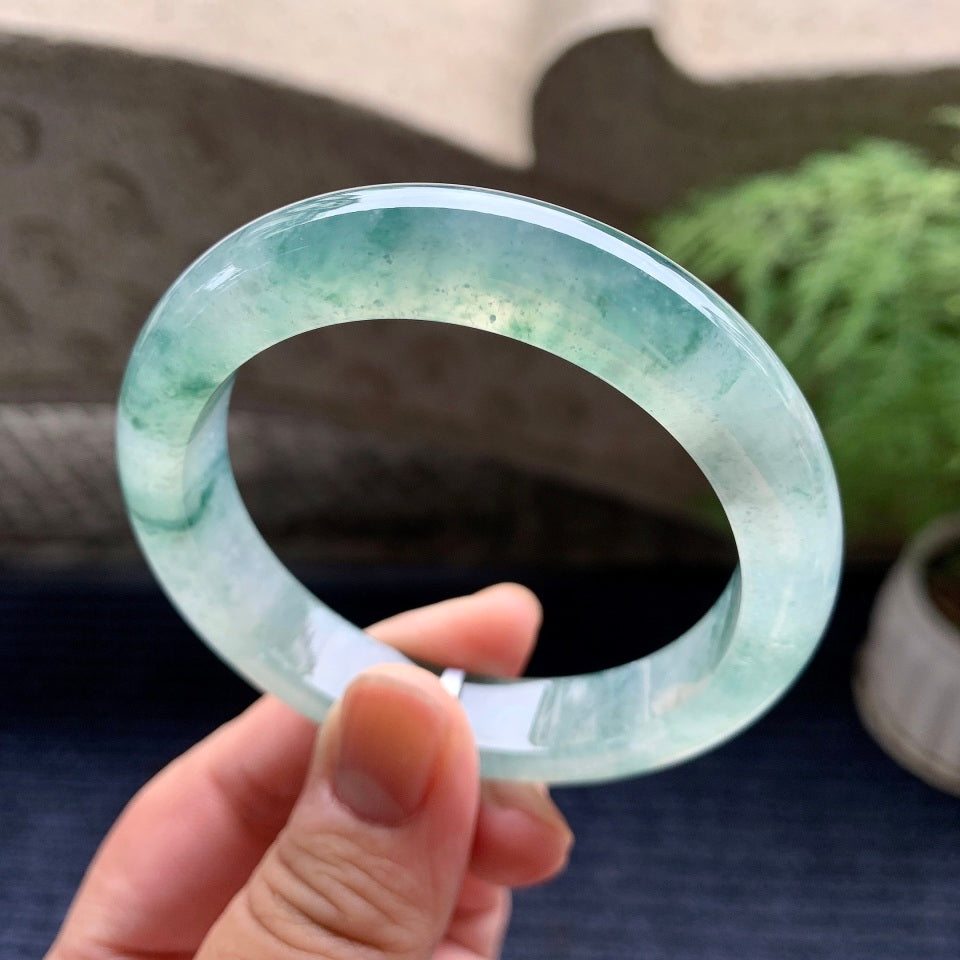 冰种飘花平安镯（54.8mm）（yc097822）