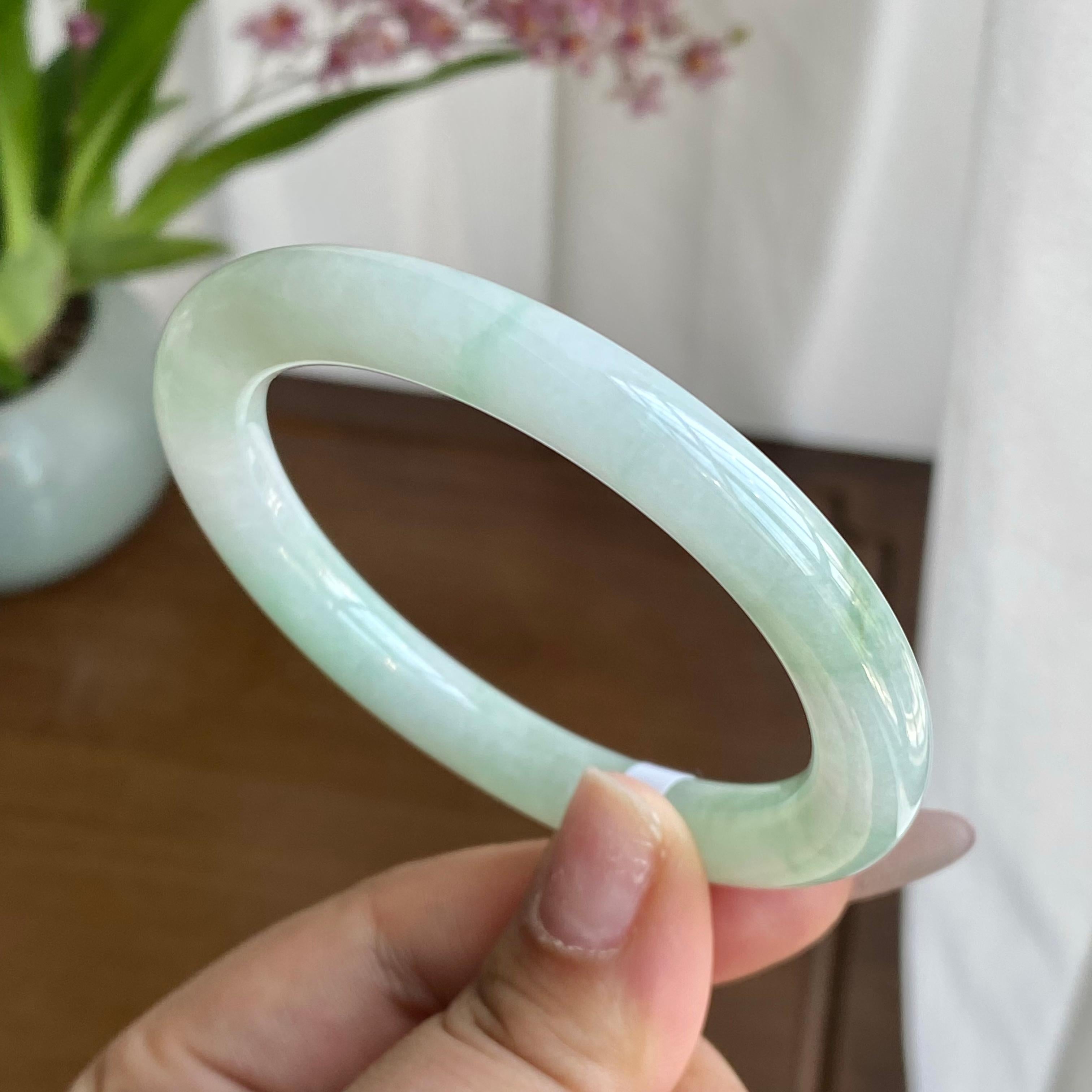 糯冰种飘花手镯（53圈）（yc298424）