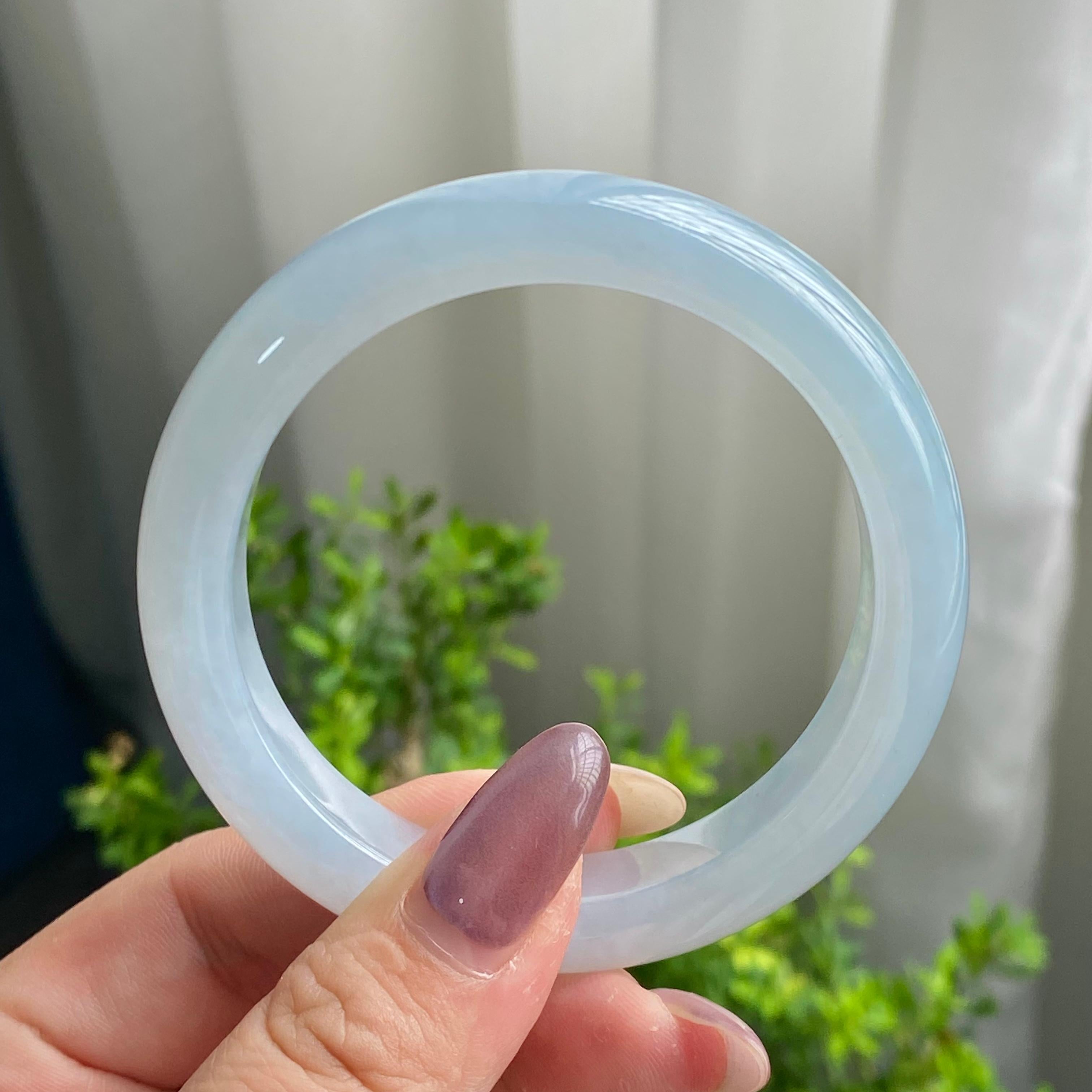 糯冰种天空蓝平安镯（54圈）（yc200590）